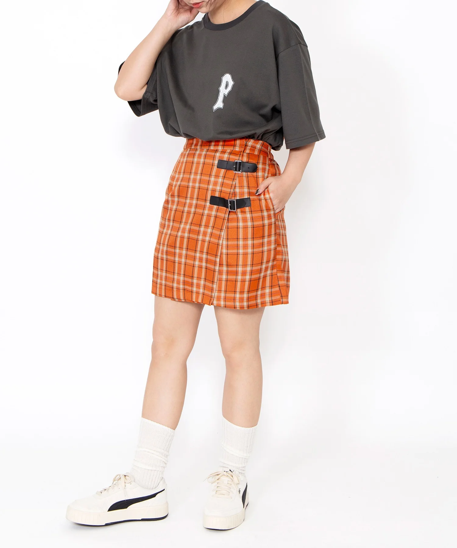 チェック柄ラップミニスカート - Image 13