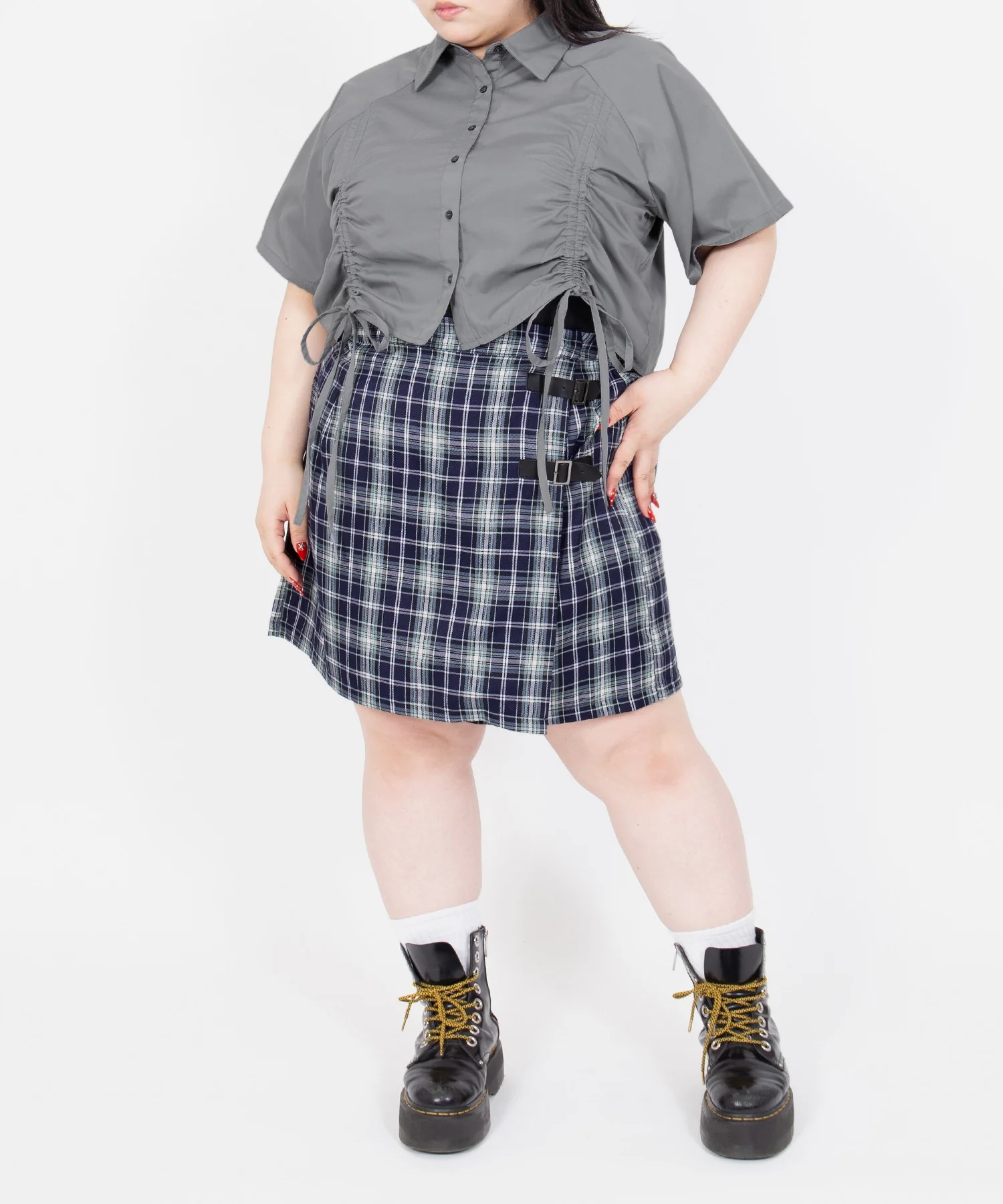 チェック柄ラップミニスカート - Image 16