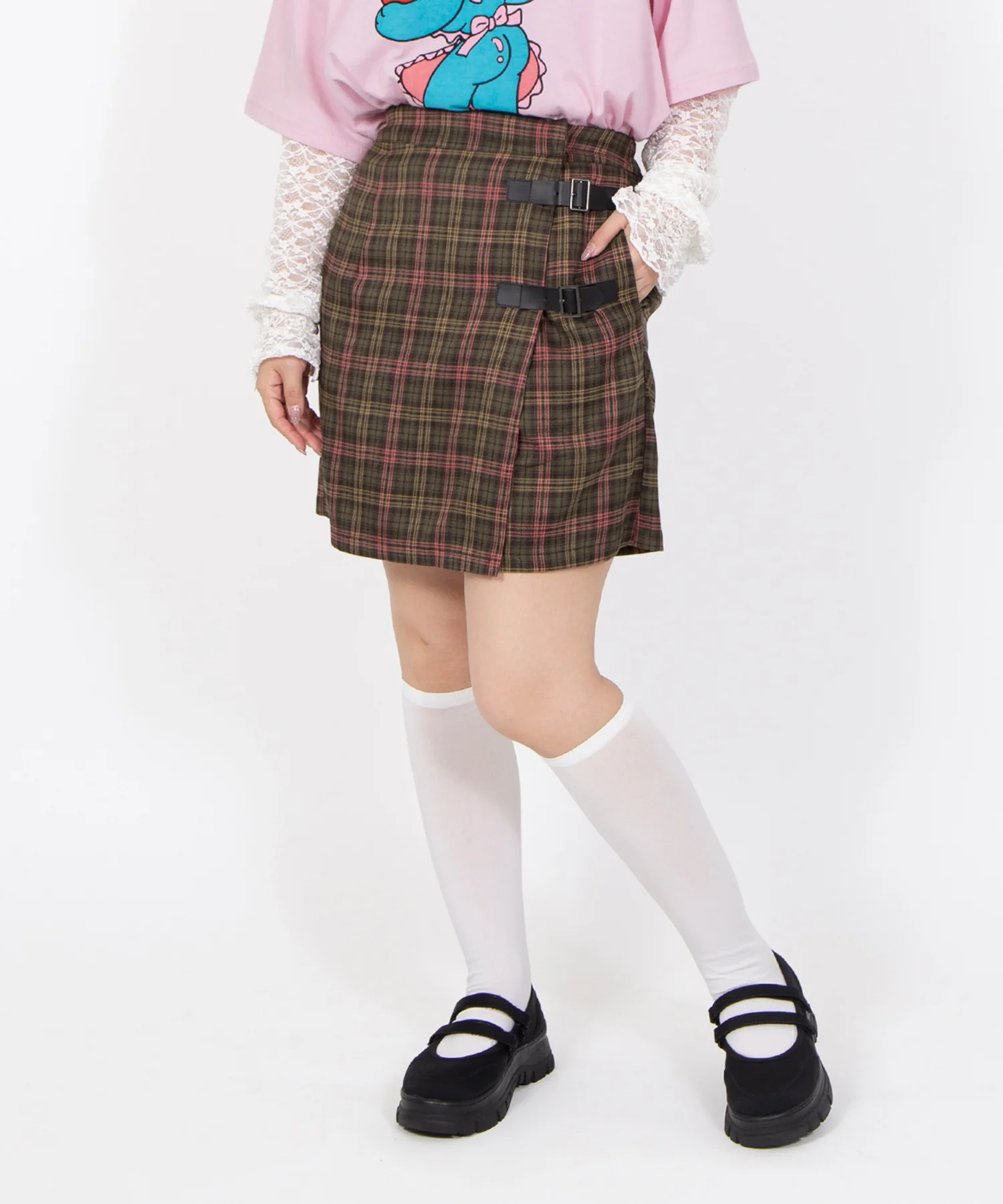 チェック柄ラップミニスカート - Image 6