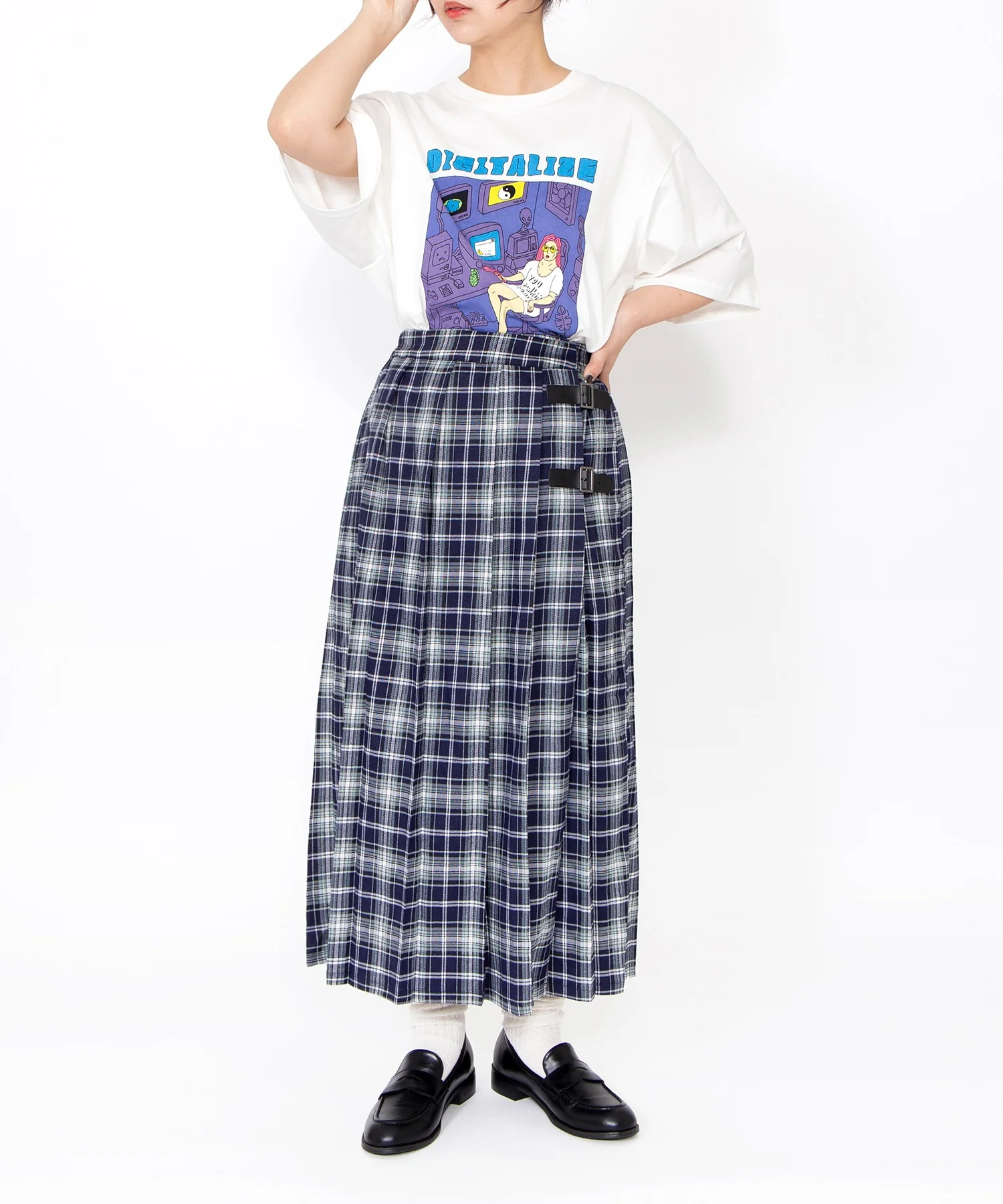 チェック柄ラップスカート - Image 15