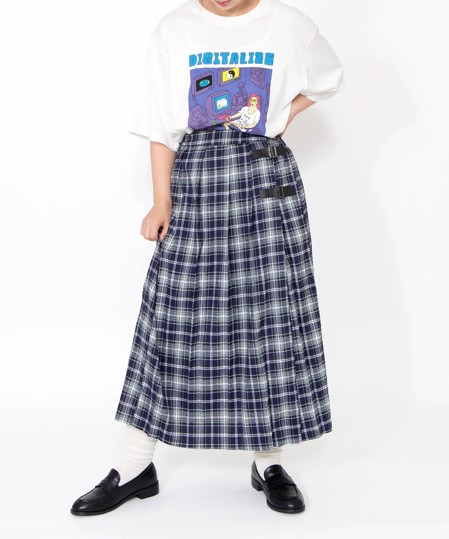 チェック柄ラップスカート - Image 17