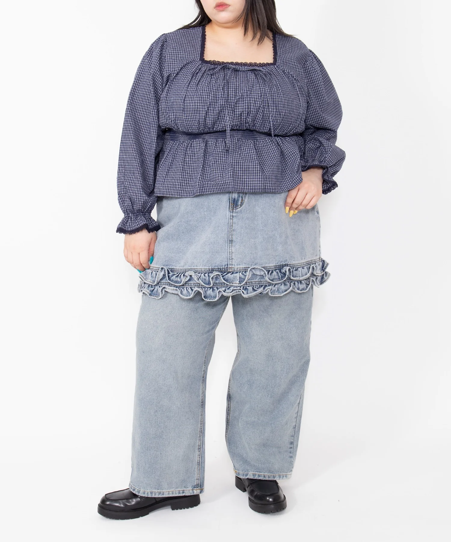 チェック柄パフスリーブブラウス - Image 18
