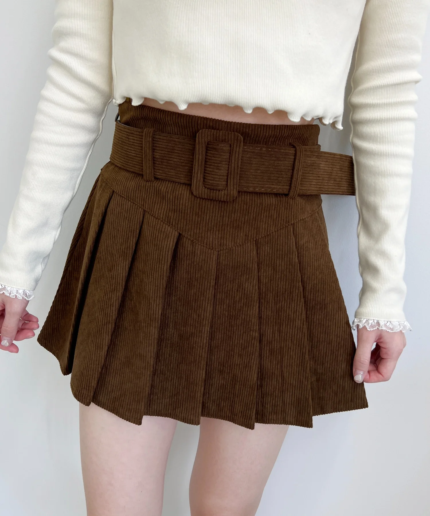 ベルト付きコーデュロイプリーツスカート - Image 10