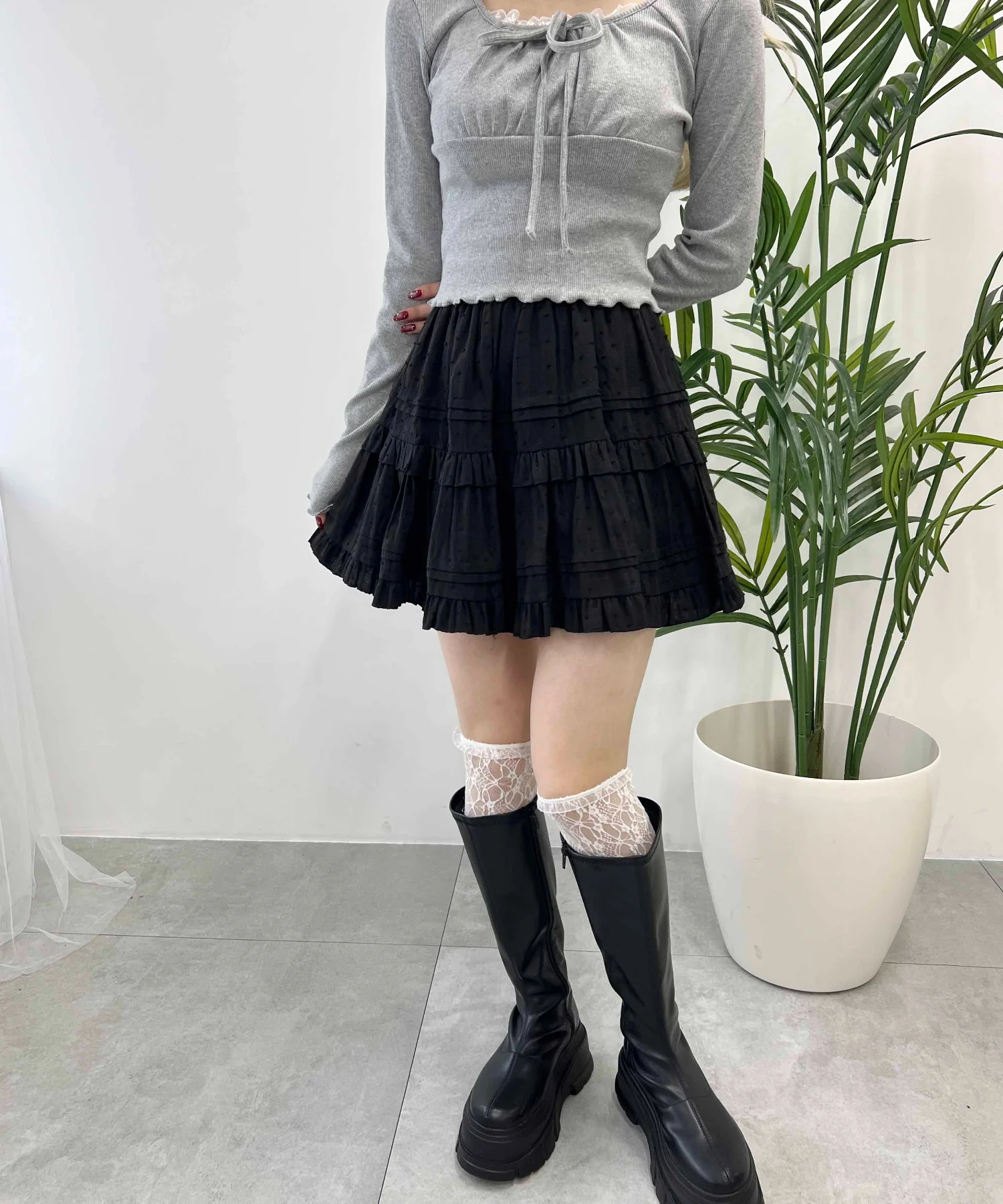 コットンレースティアードミニスカート - Image 30