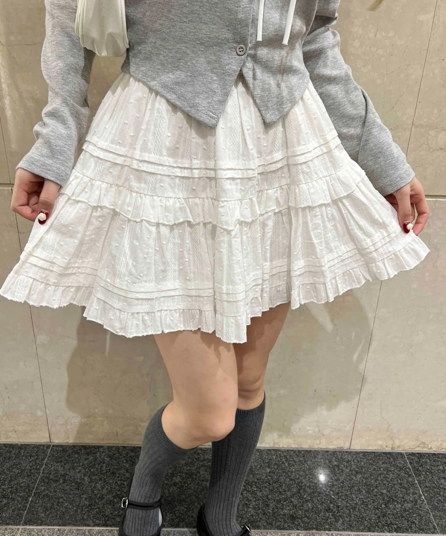 コットンレースティアードミニスカート - Image 9