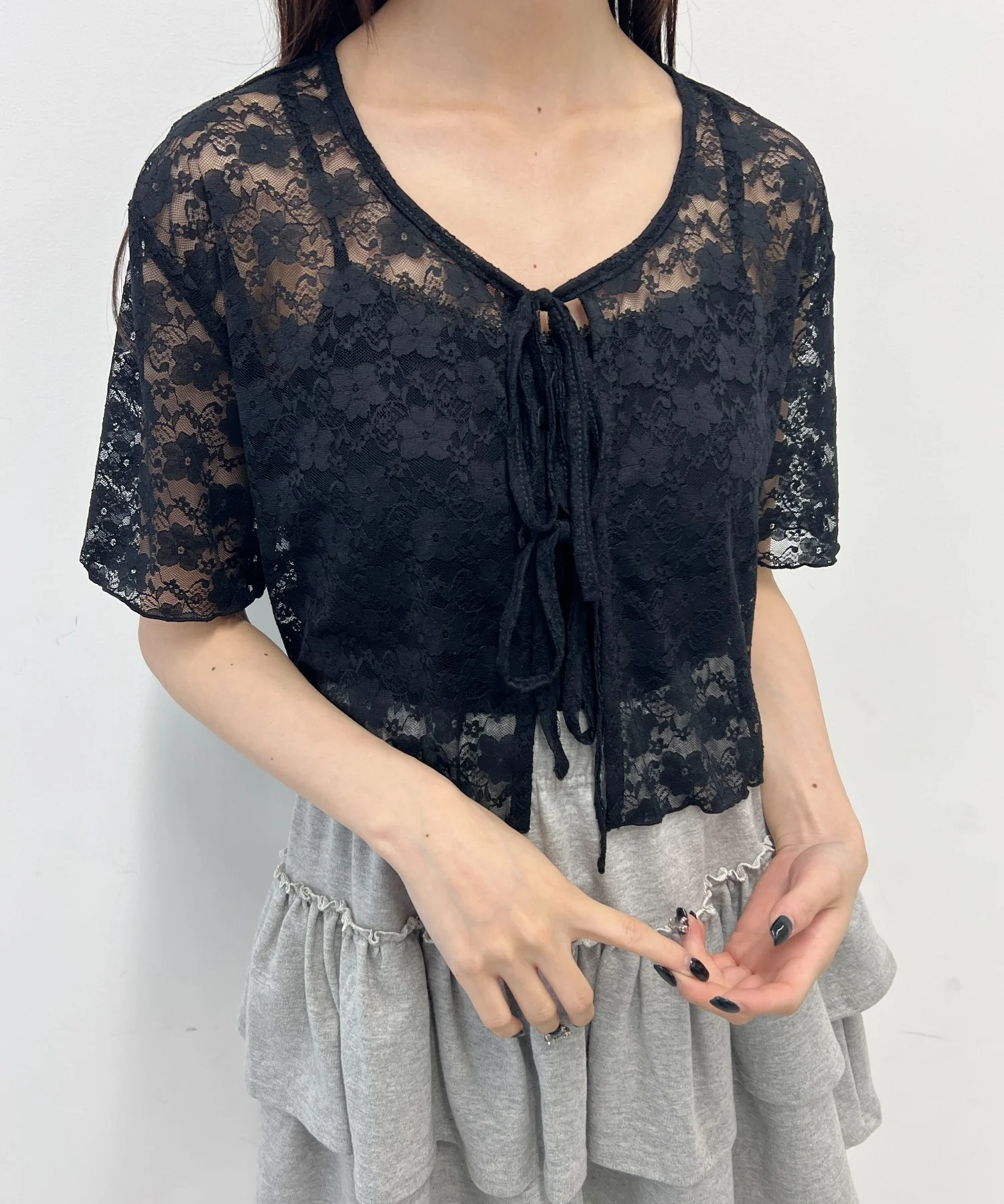 リボン半袖レースカーディガン - Image 8