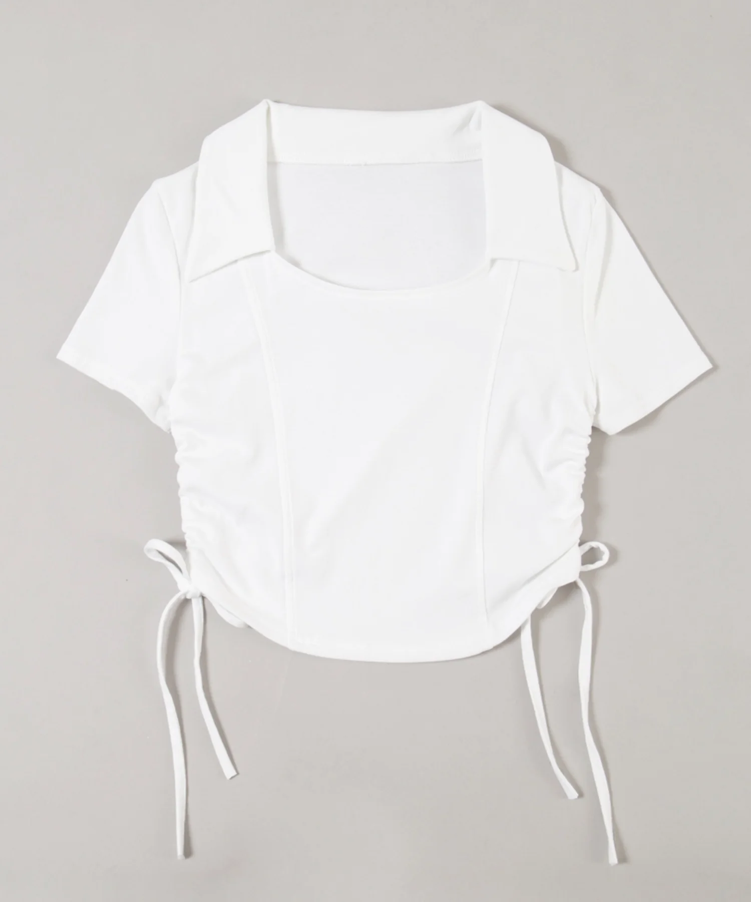 オープンカラーサイドリボンTシャツ - Image 13