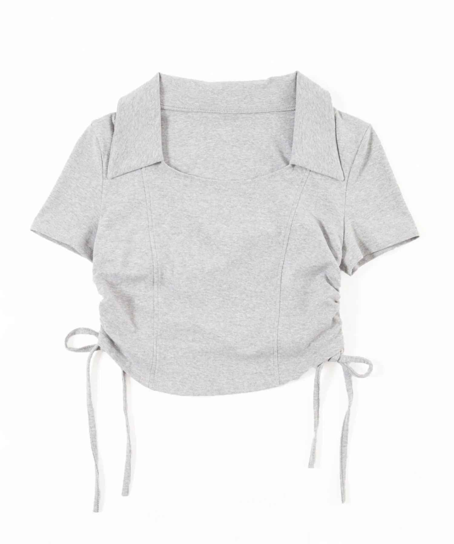 オープンカラーサイドリボンTシャツ - Image 14
