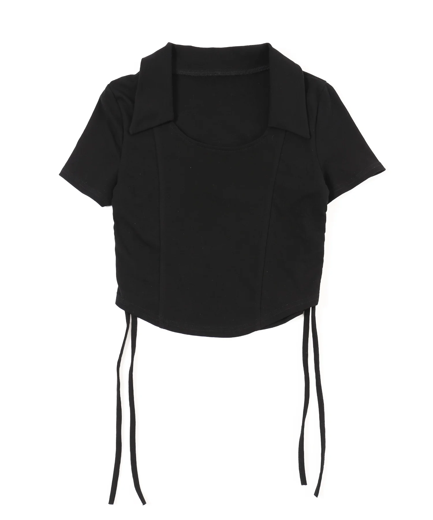 オープンカラーサイドリボンTシャツ - Image 17