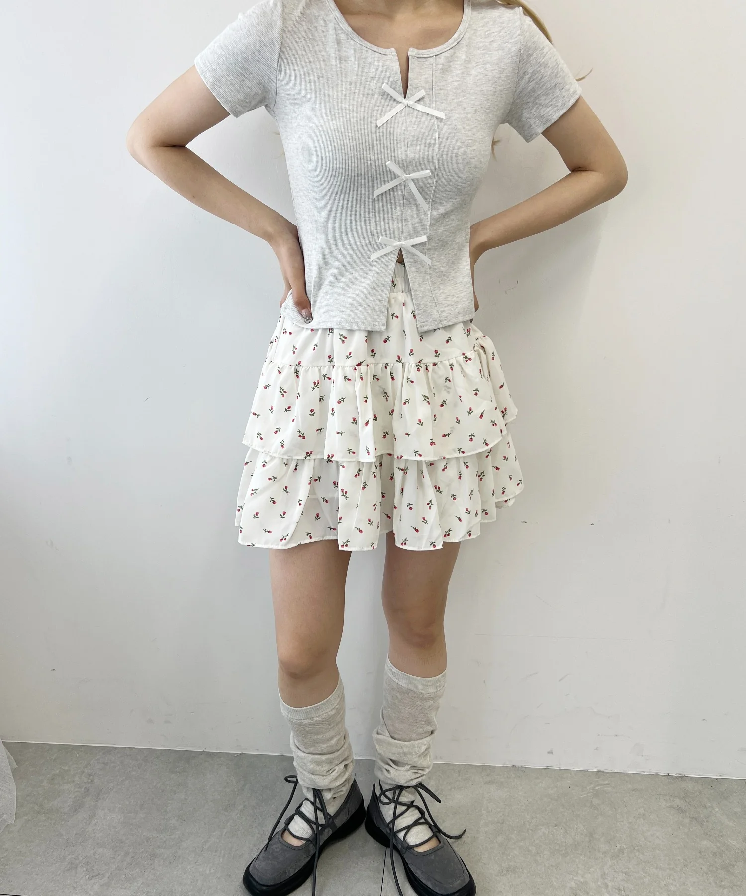 フラワーティアードミニスカート - Image 8