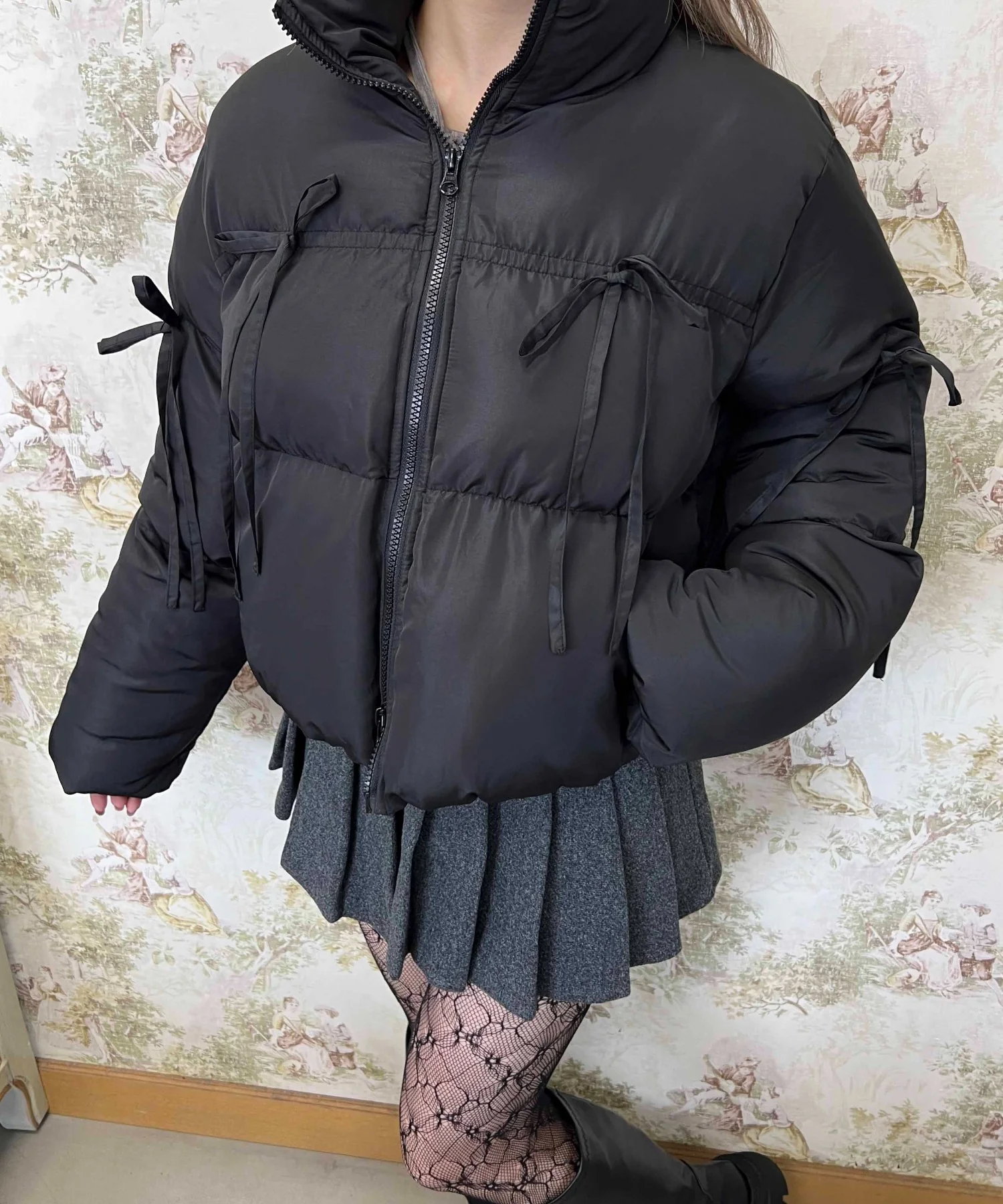 リボンデザインパファーブルゾン - Image 3