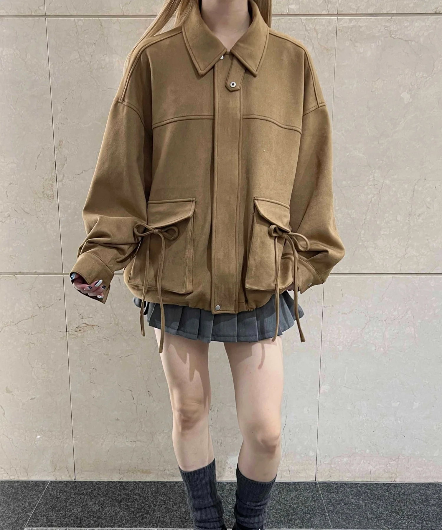 リボンポケットスウェードタッチジャケット - Image 8