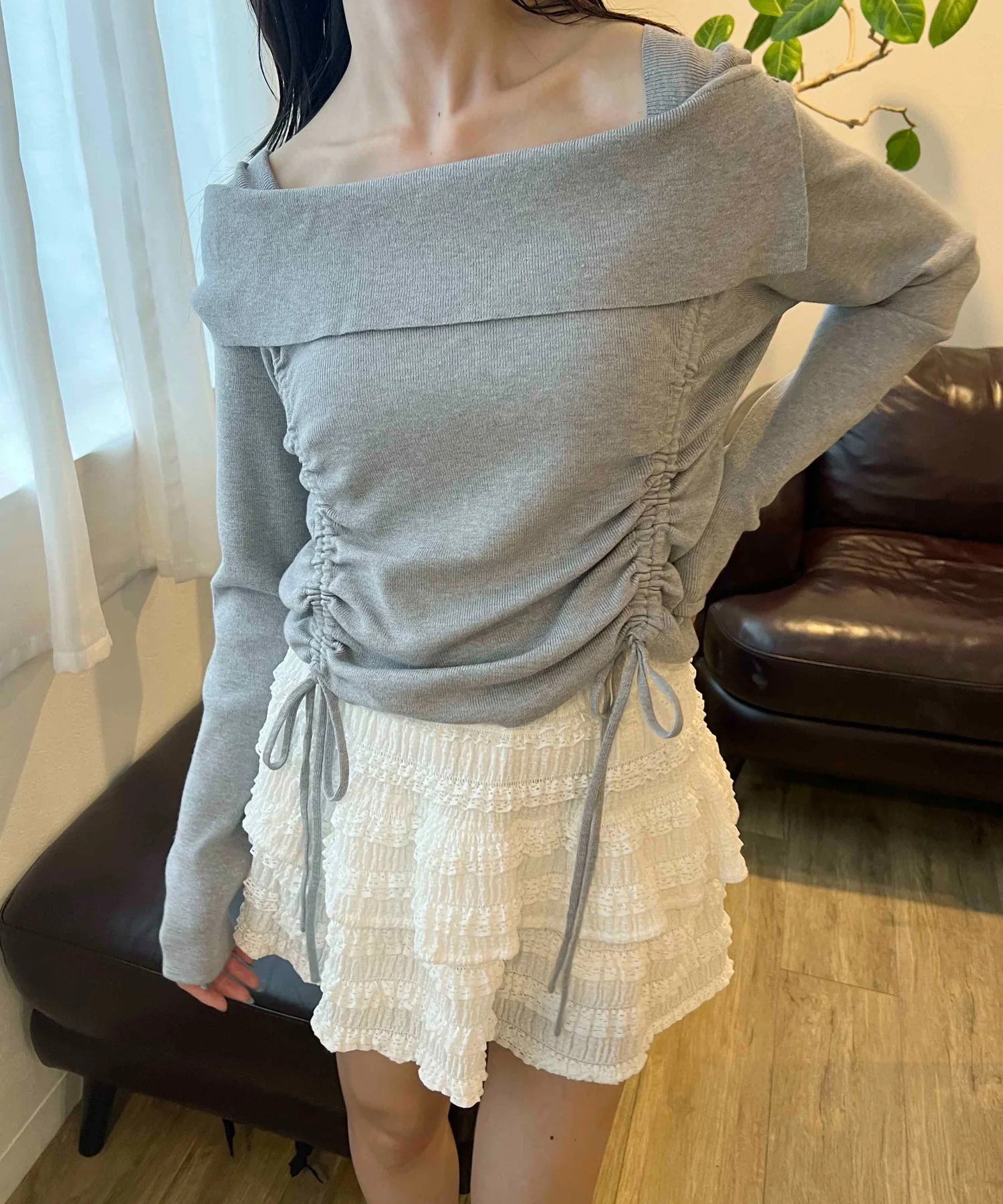 ダブルドロストスクエアネックニット - Image 10