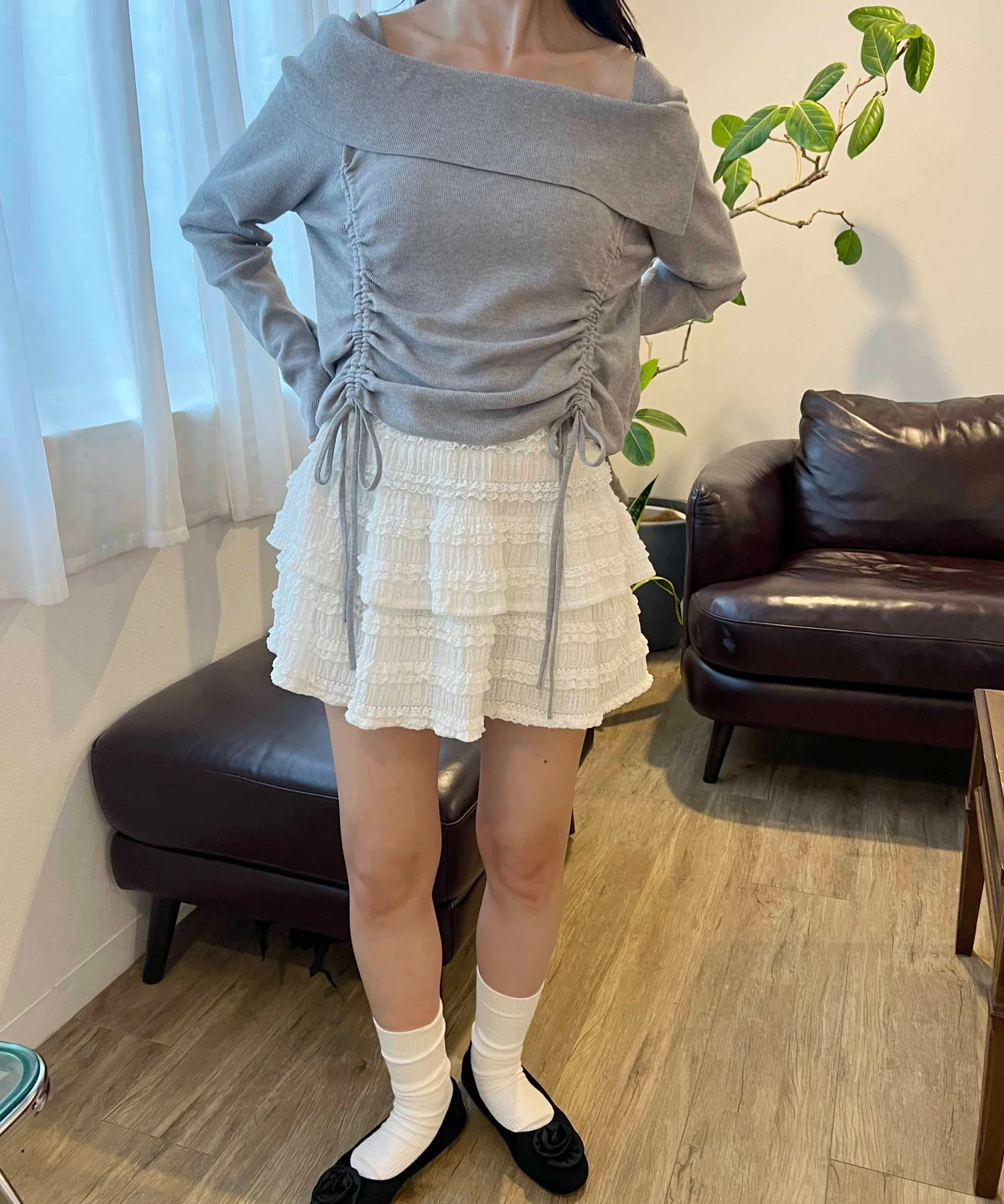 ダブルドロストスクエアネックニット - Image 11