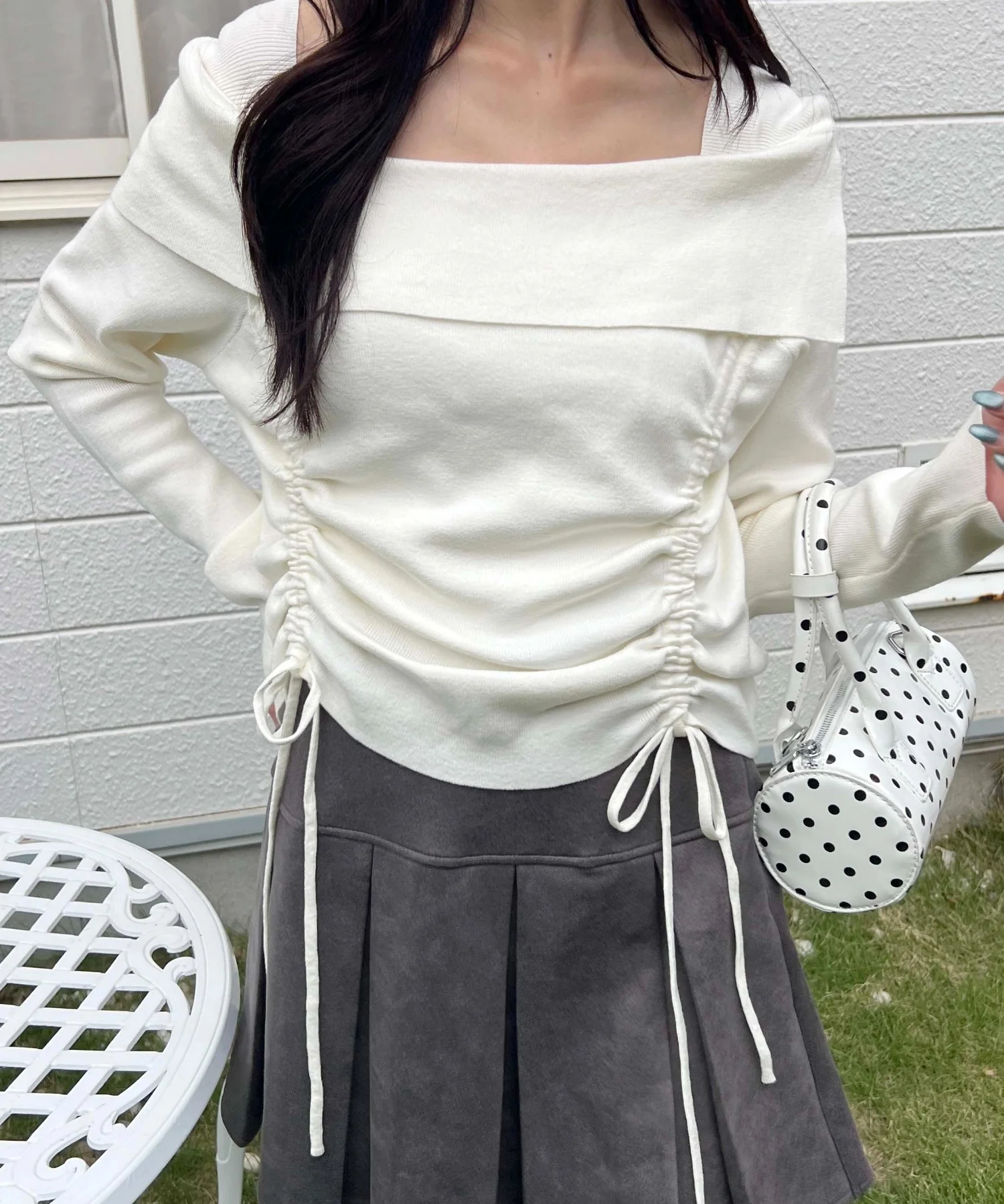 ダブルドロストスクエアネックニット - Image 3