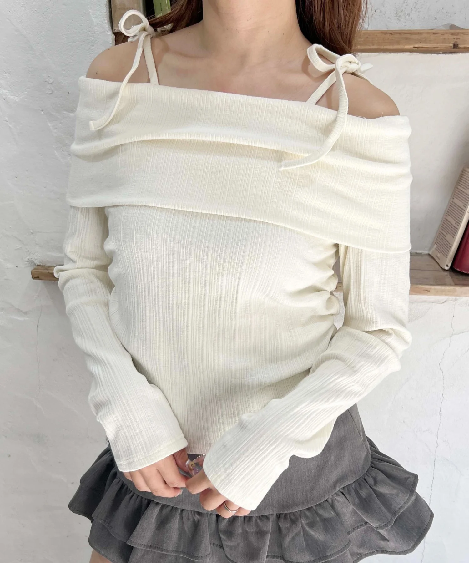 オフショルリボントップス - Image 12