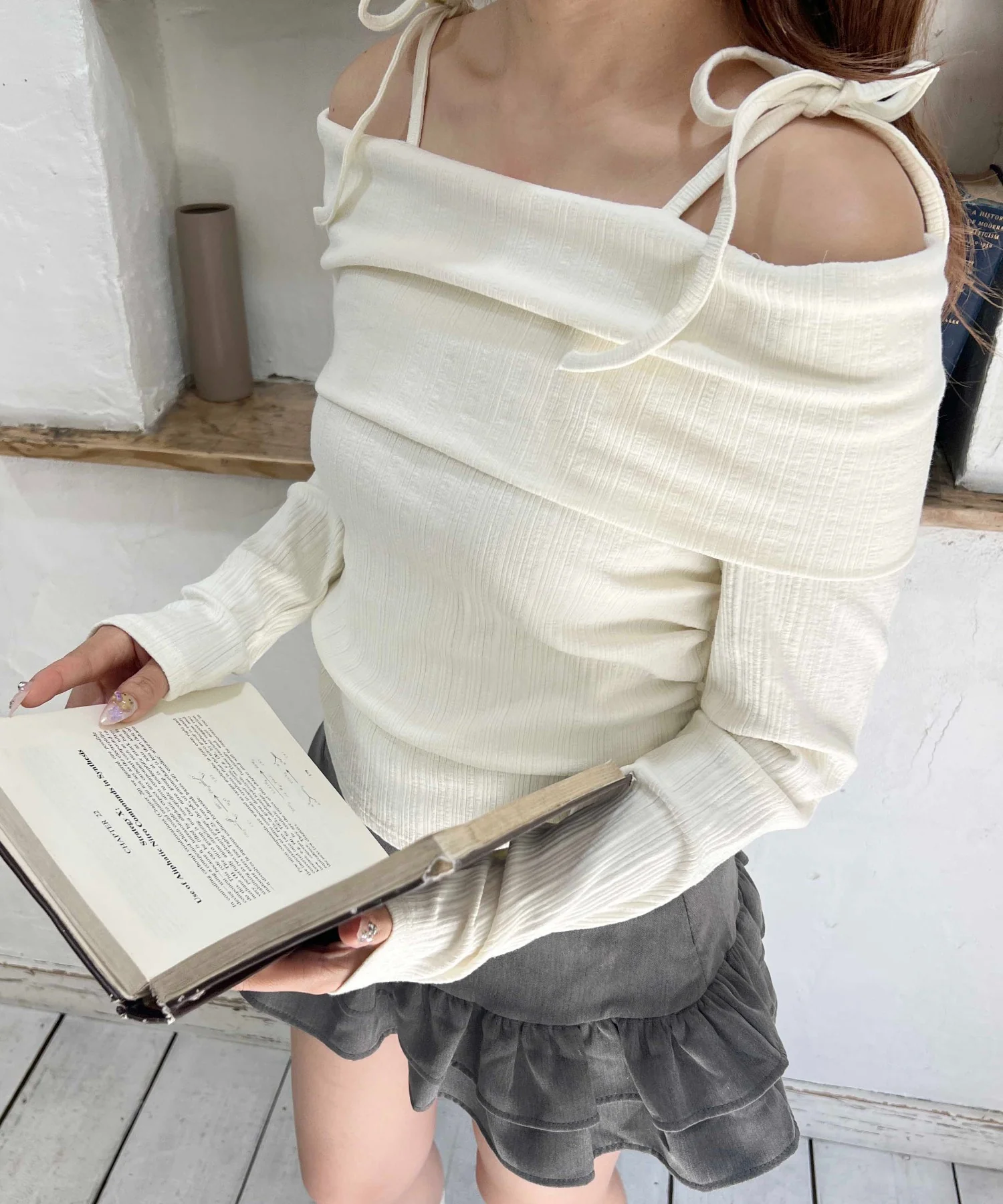 オフショルリボントップス - Image 13