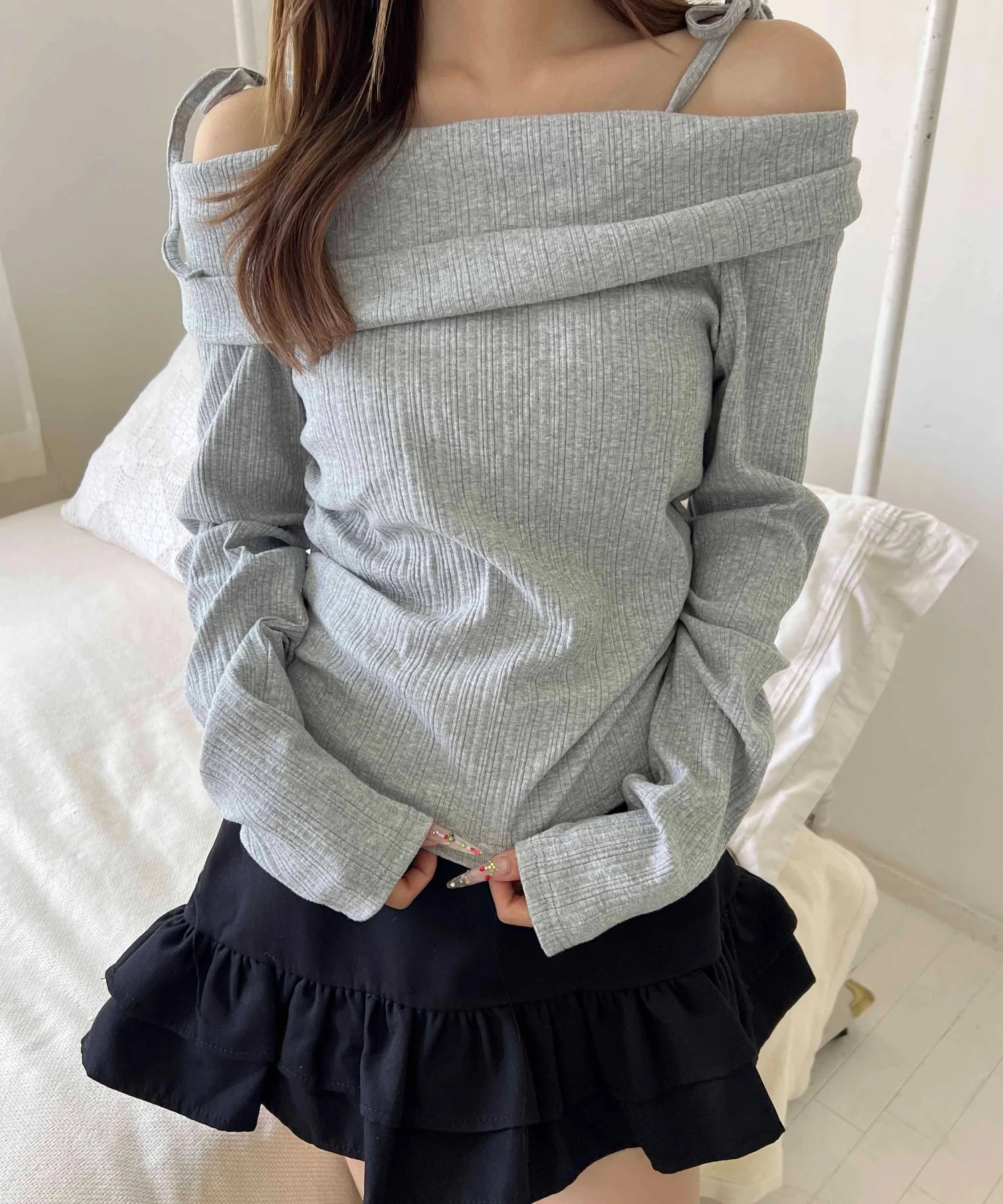 オフショルリボントップス - Image 17