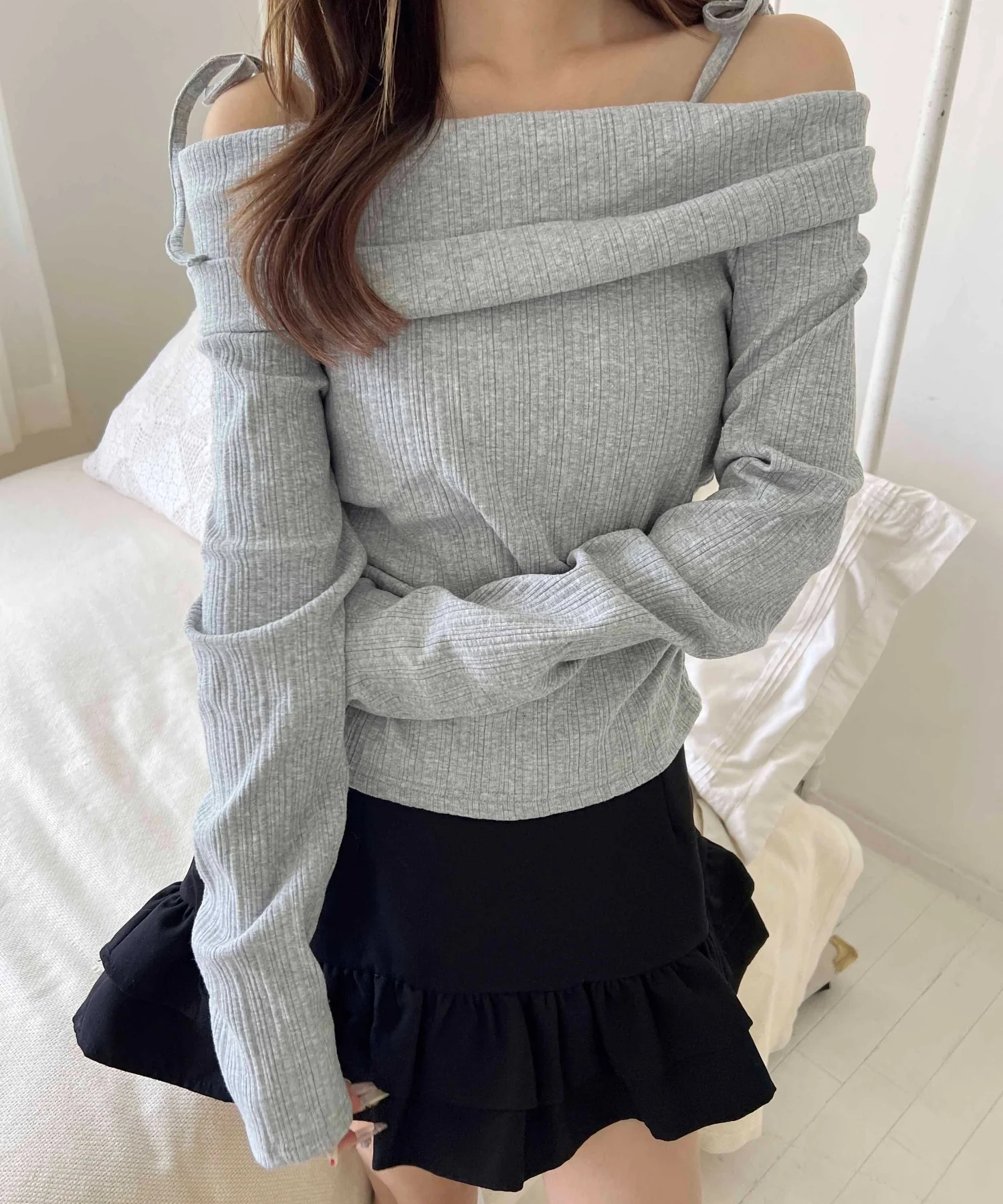 オフショルリボントップス - Image 18