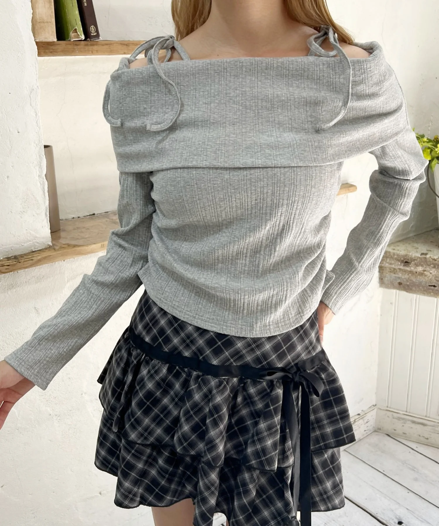 オフショルリボントップス - Image 21