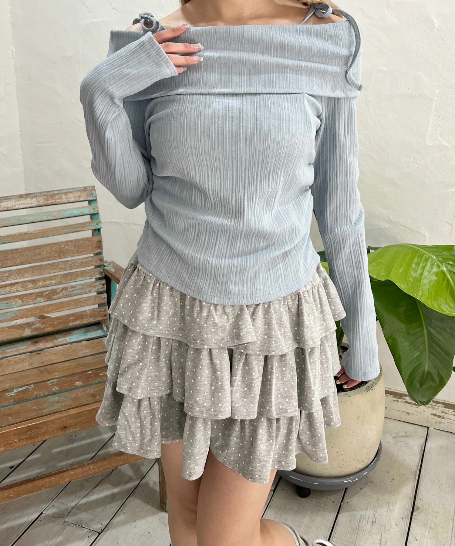 オフショルリボントップス - Image 3