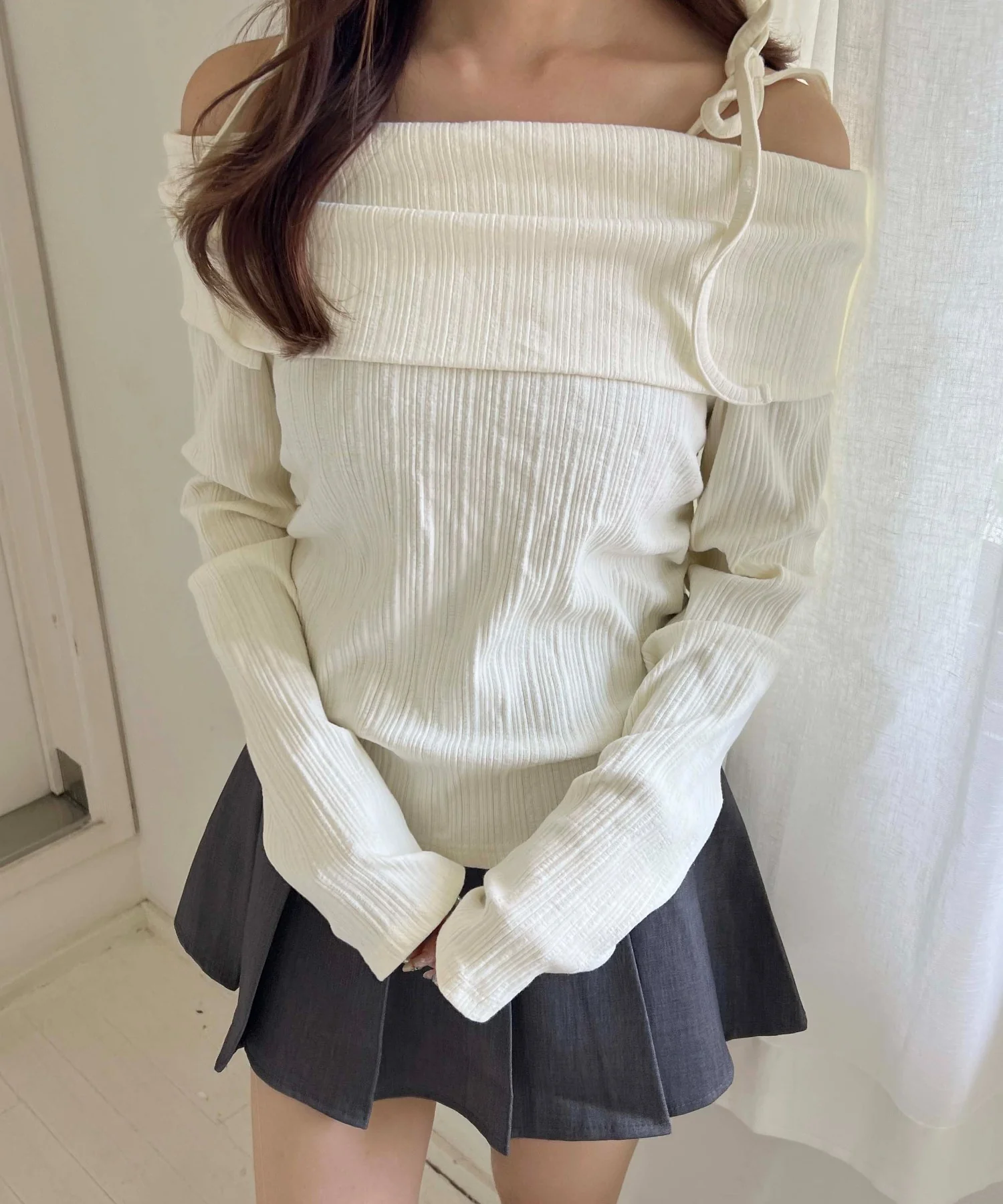 オフショルリボントップス - Image 4