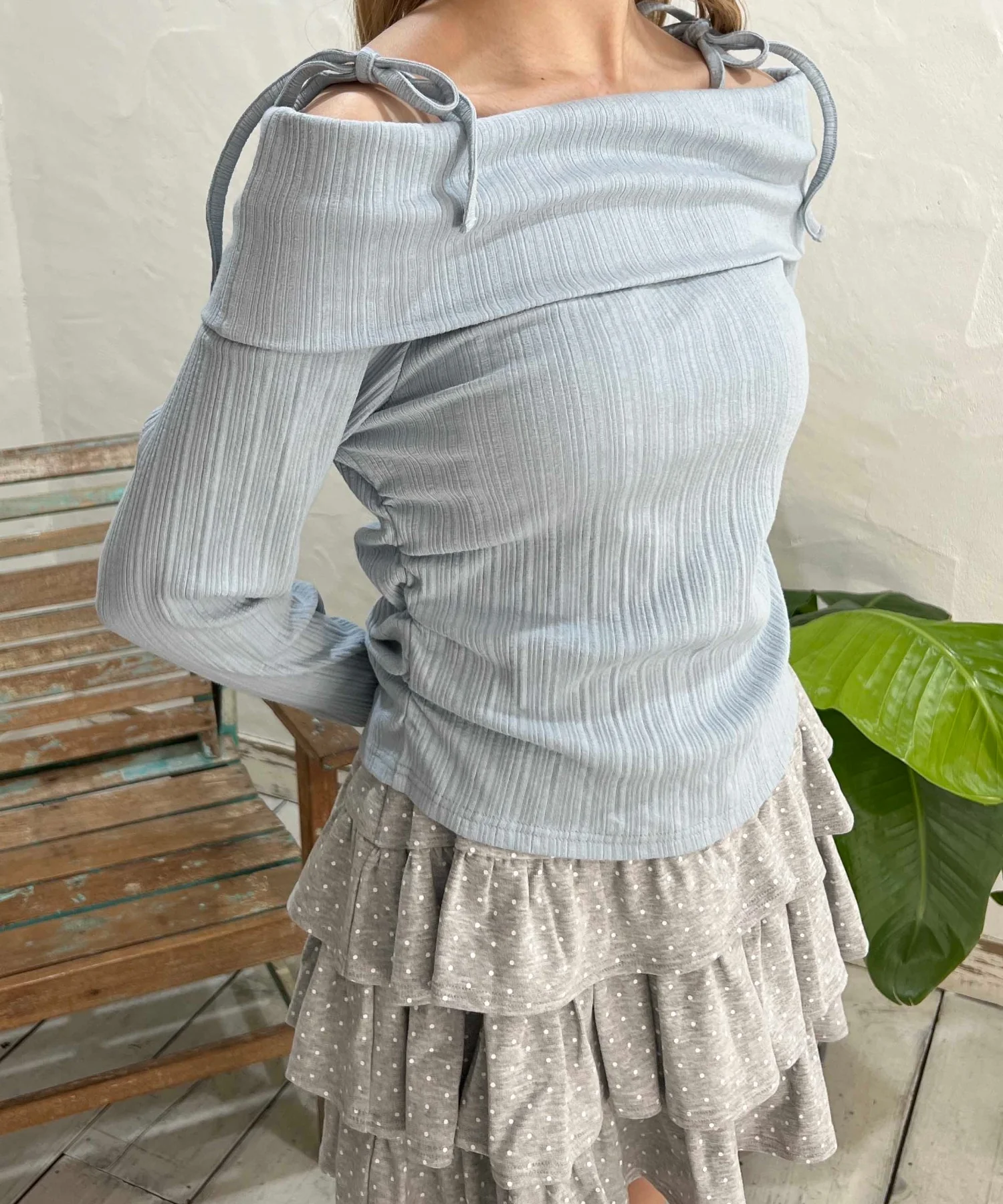 オフショルリボントップス - Image 5