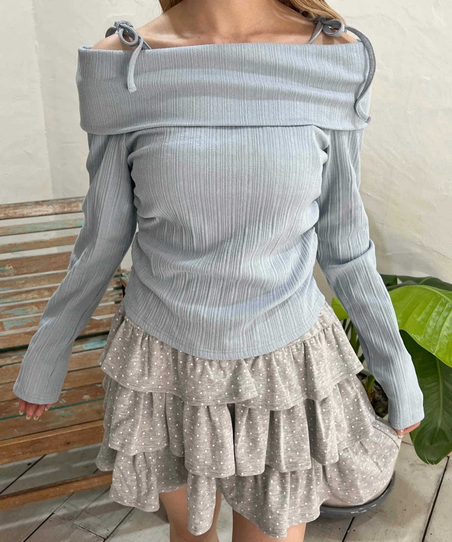 オフショルリボントップス - Image 6