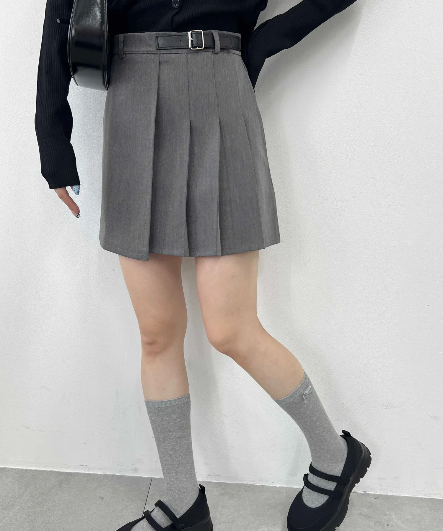 サイドプリーツベルトスカート - Image 3