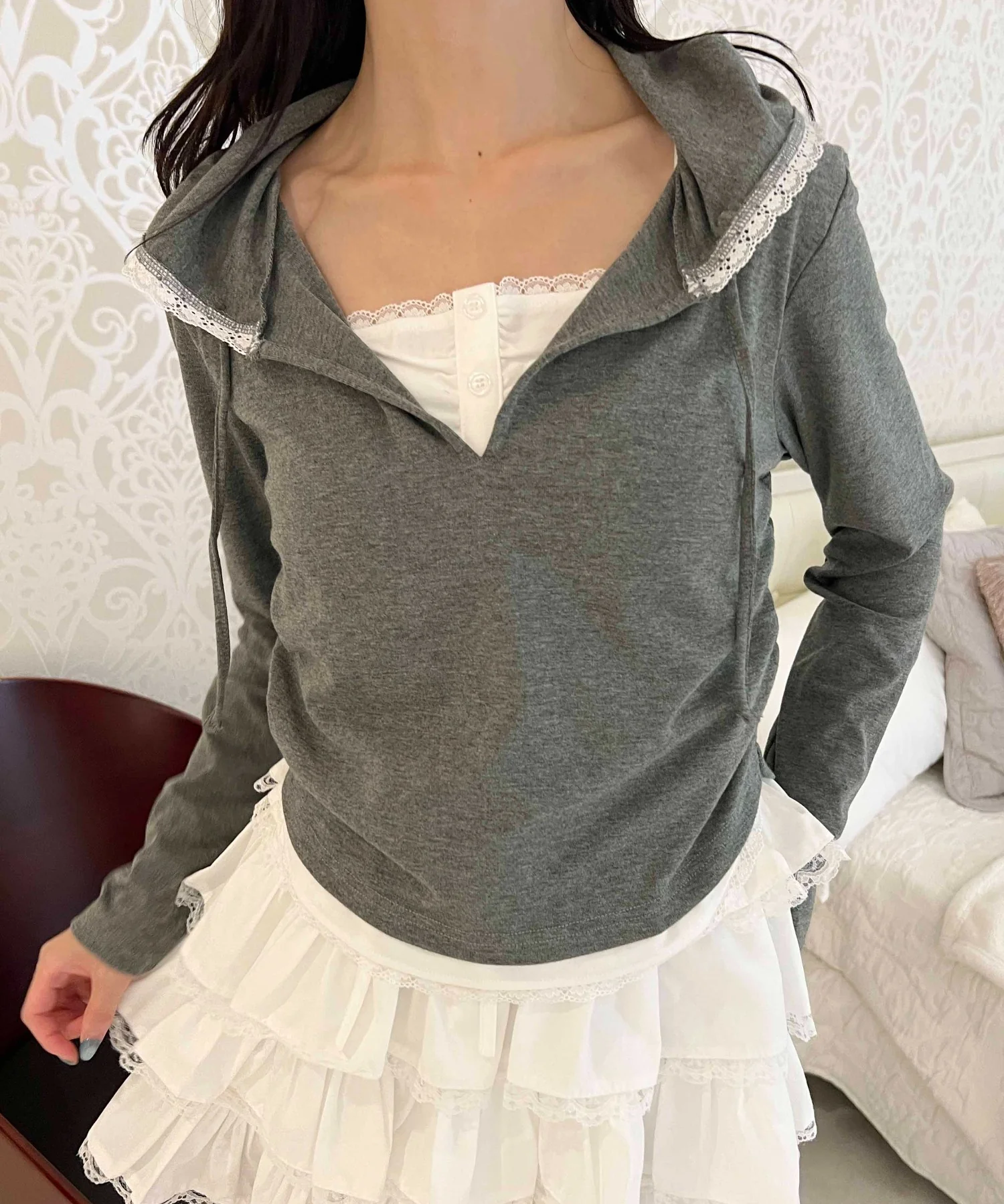 フェイクレイヤードカットパーカー - Image 9