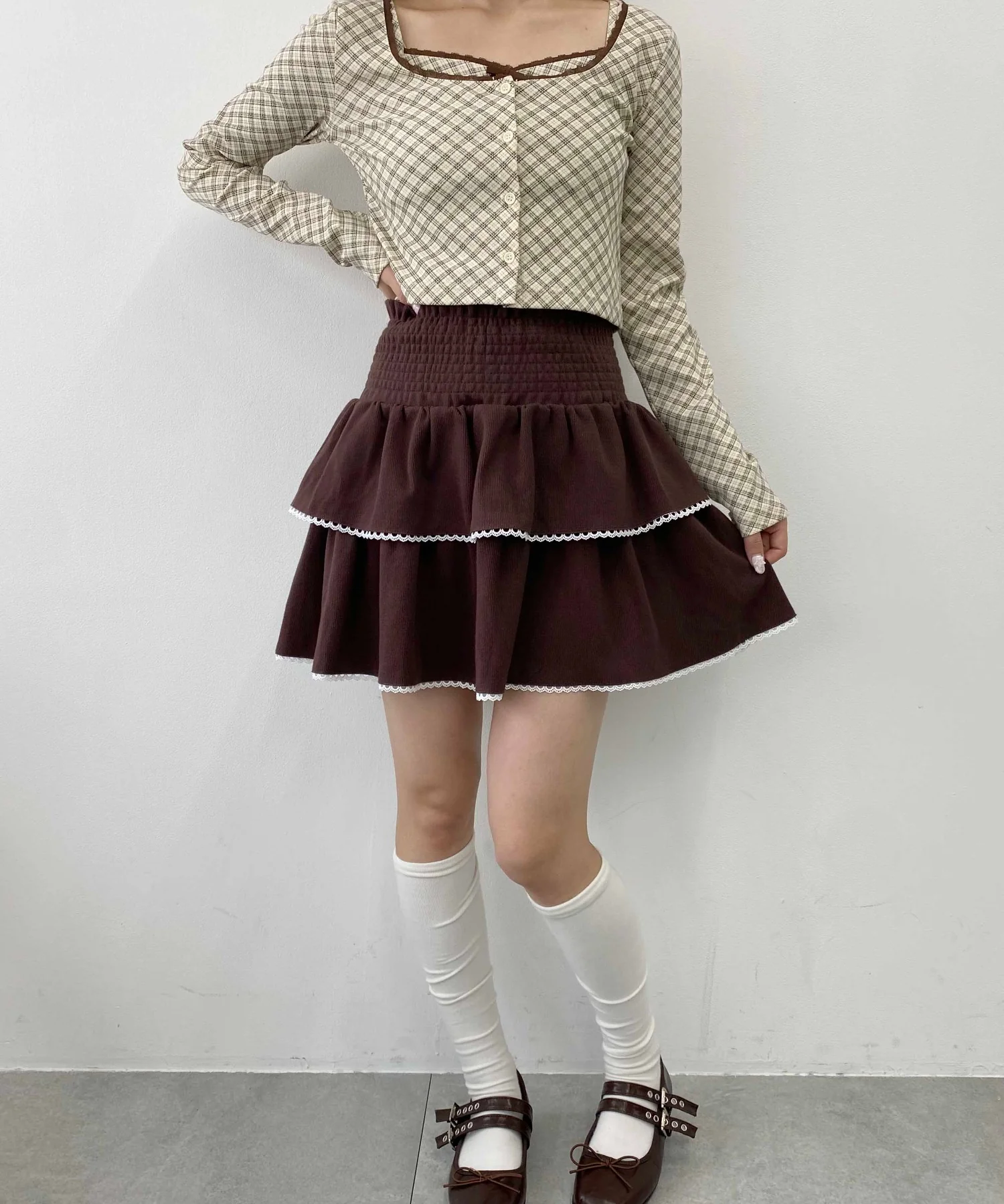 リブ2段ティアードスカート - Image 6