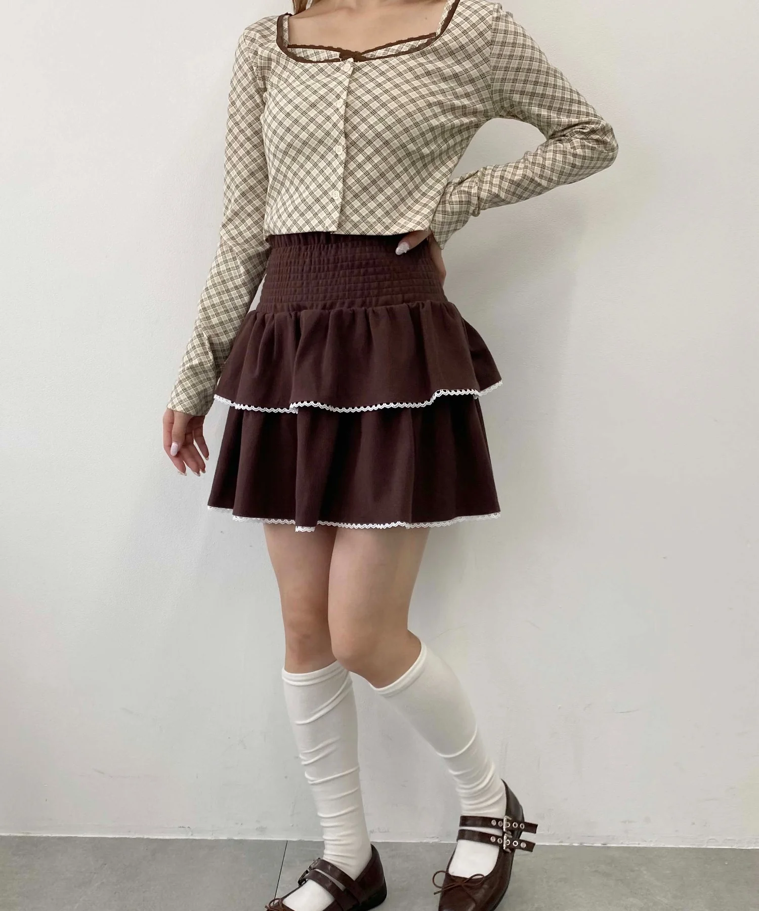 リブ2段ティアードスカート - Image 7