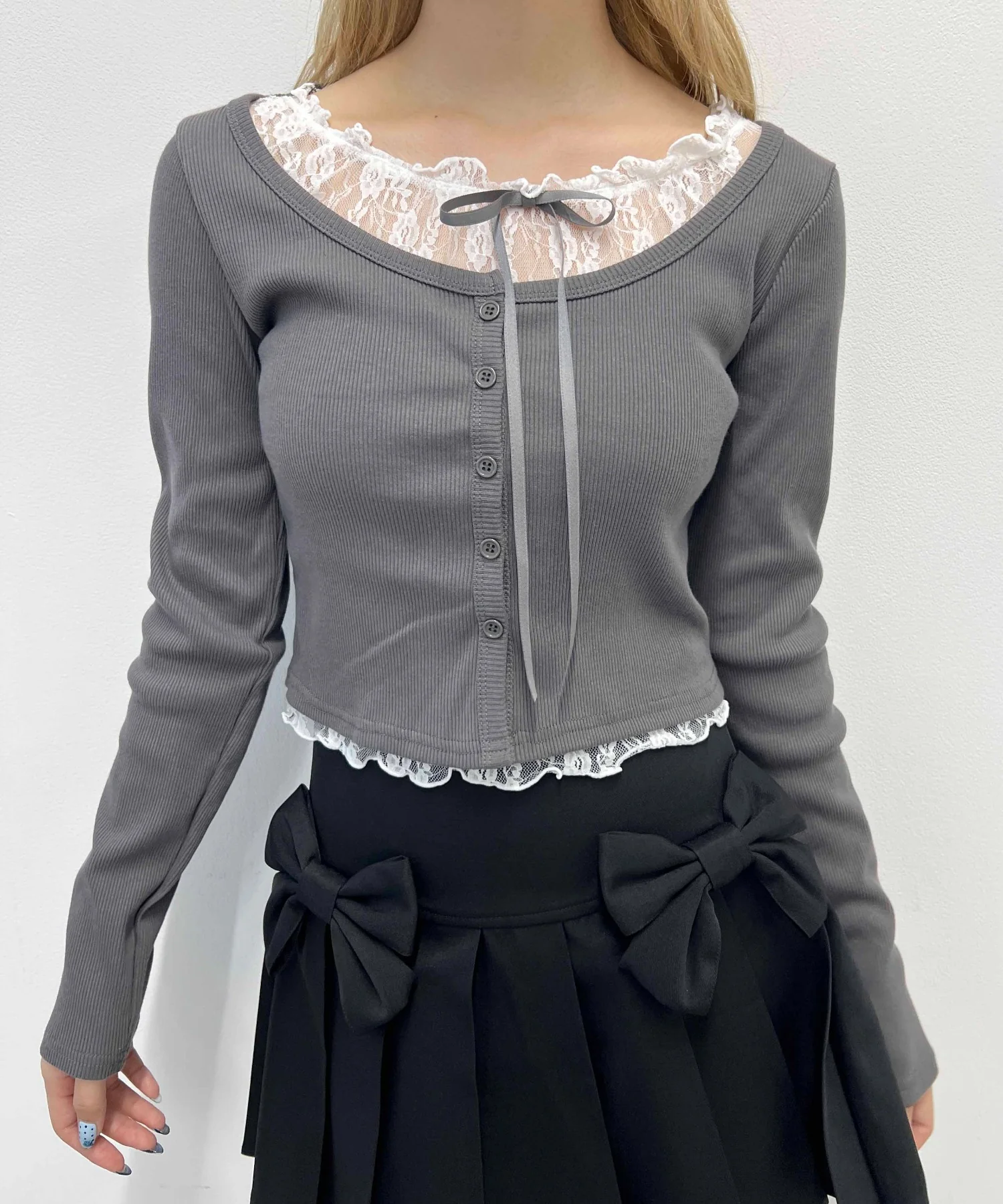 レースレイヤードトップス - Image 8
