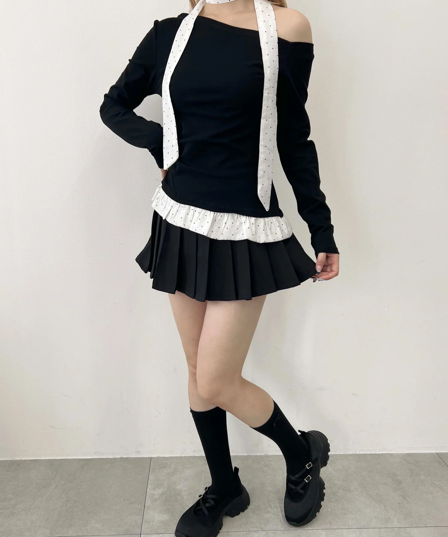 ドットチョーカーセット長袖トップス - Image 11