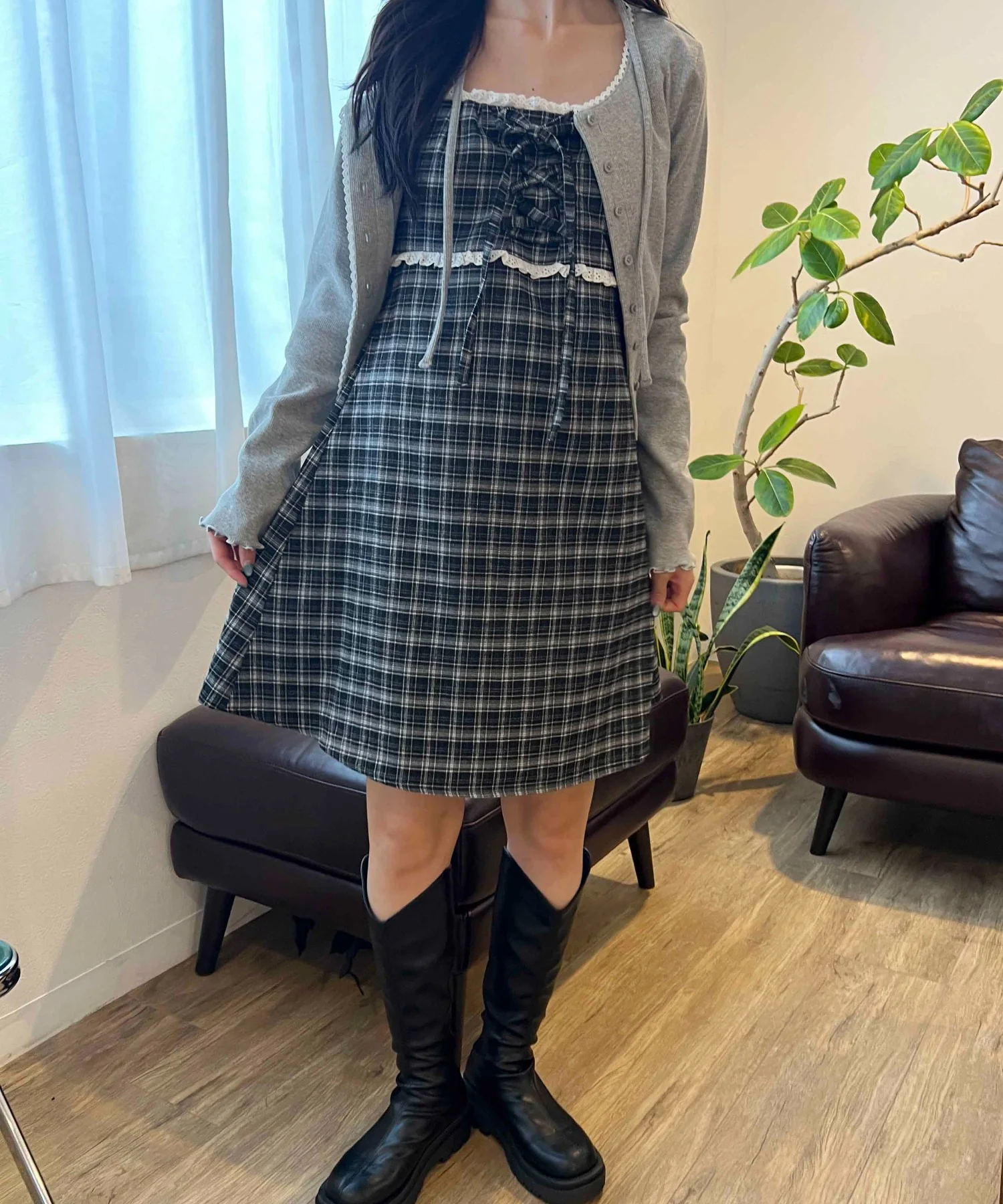 レースポイントチェックミニワンピース - Image 12
