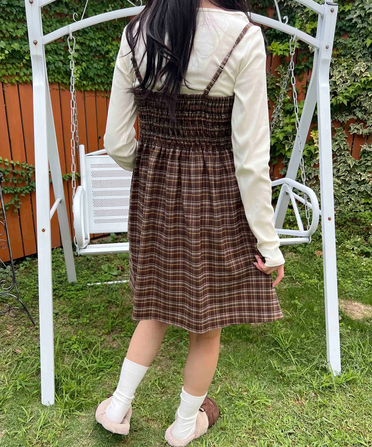 レースポイントチェックミニワンピース - Image 9