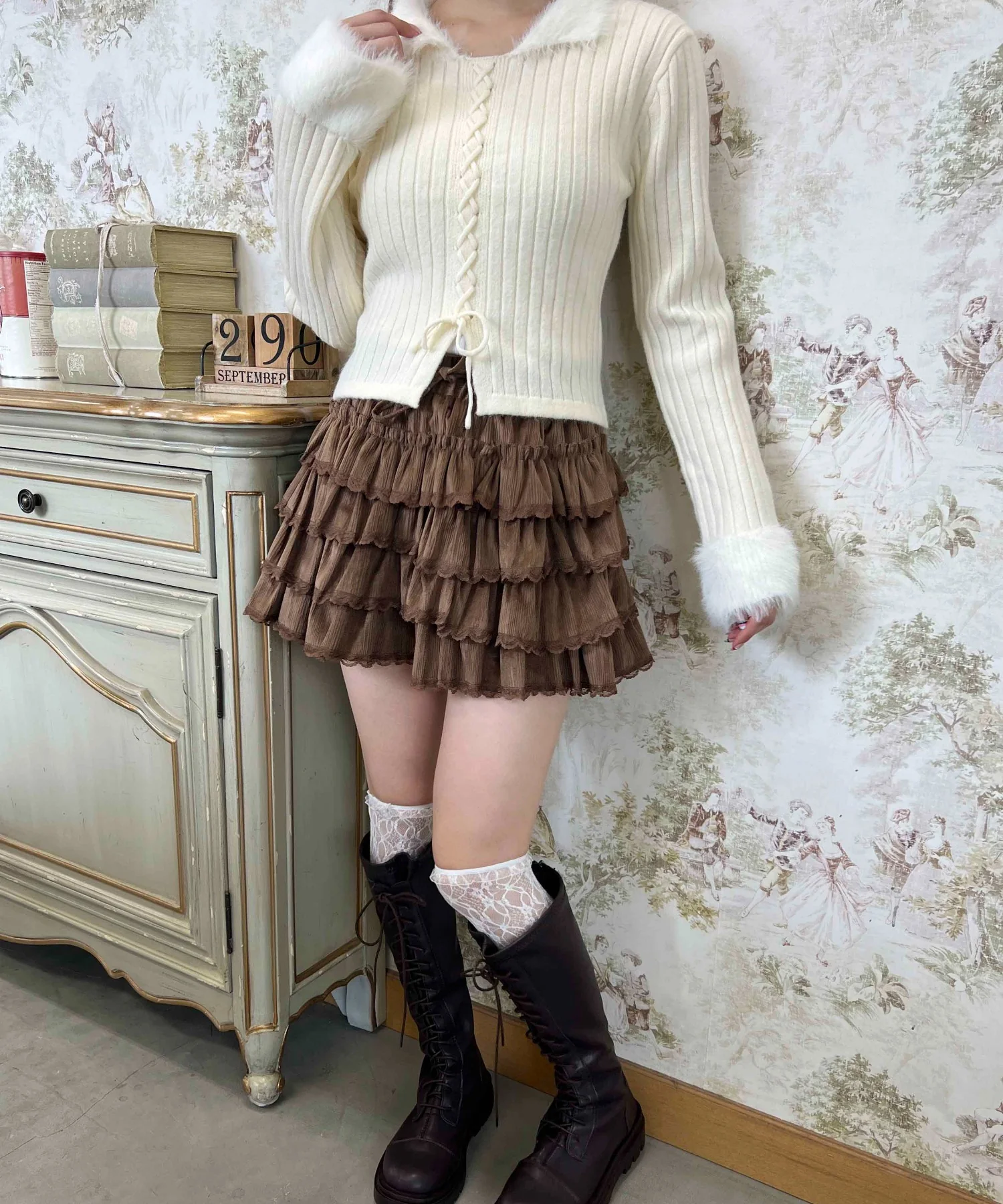 バイカラーレースアップデザインニット - Image 14