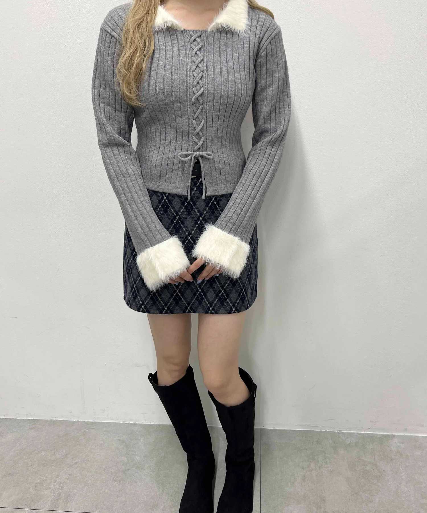 バイカラーレースアップデザインニット - Image 17
