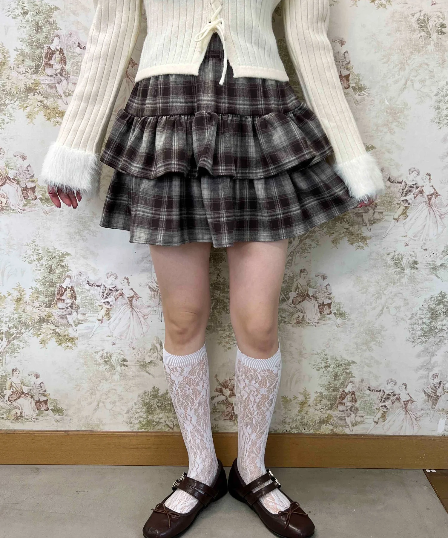 チェック2段ティアードスカート - Image 4