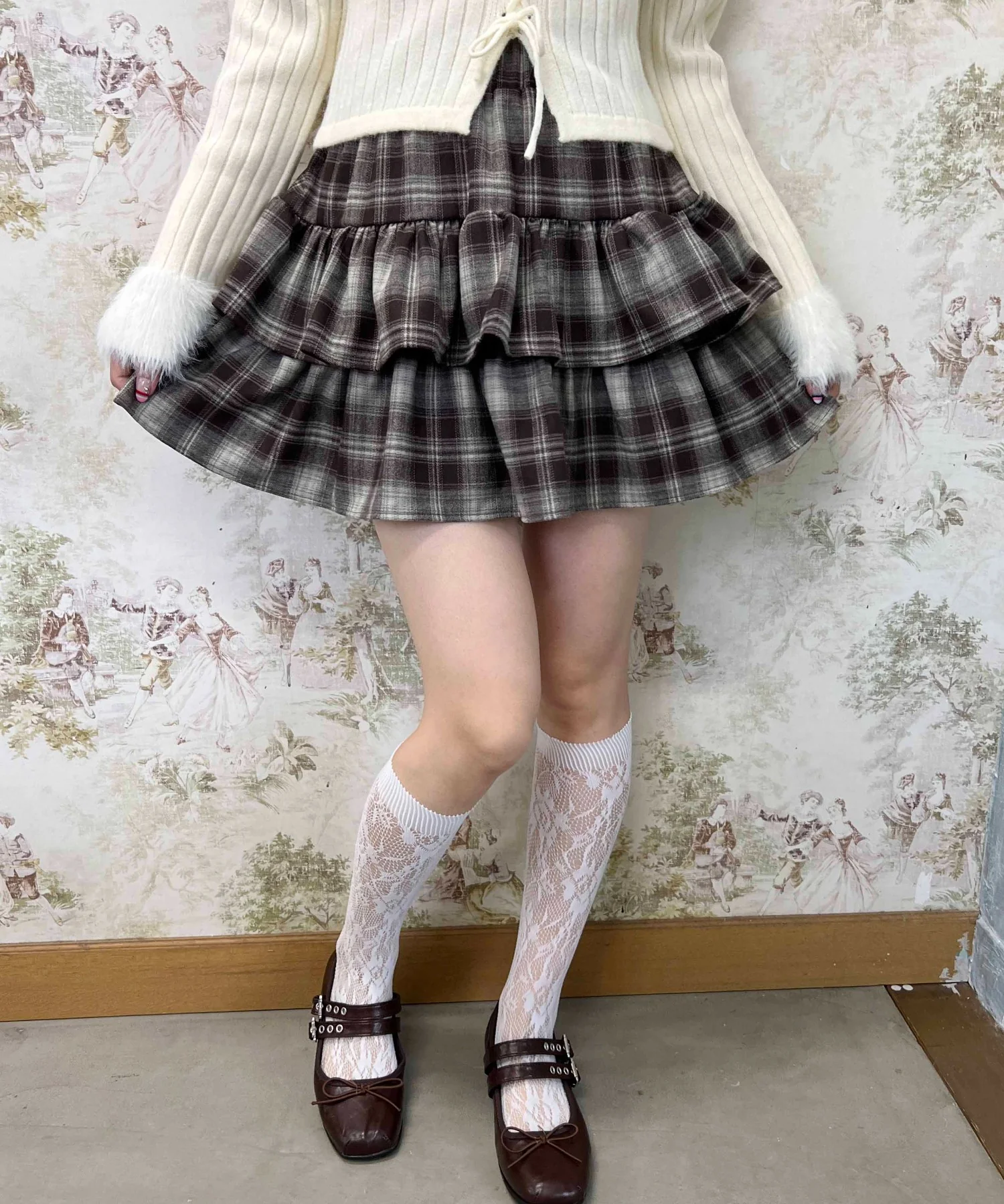 チェック2段ティアードスカート - Image 5