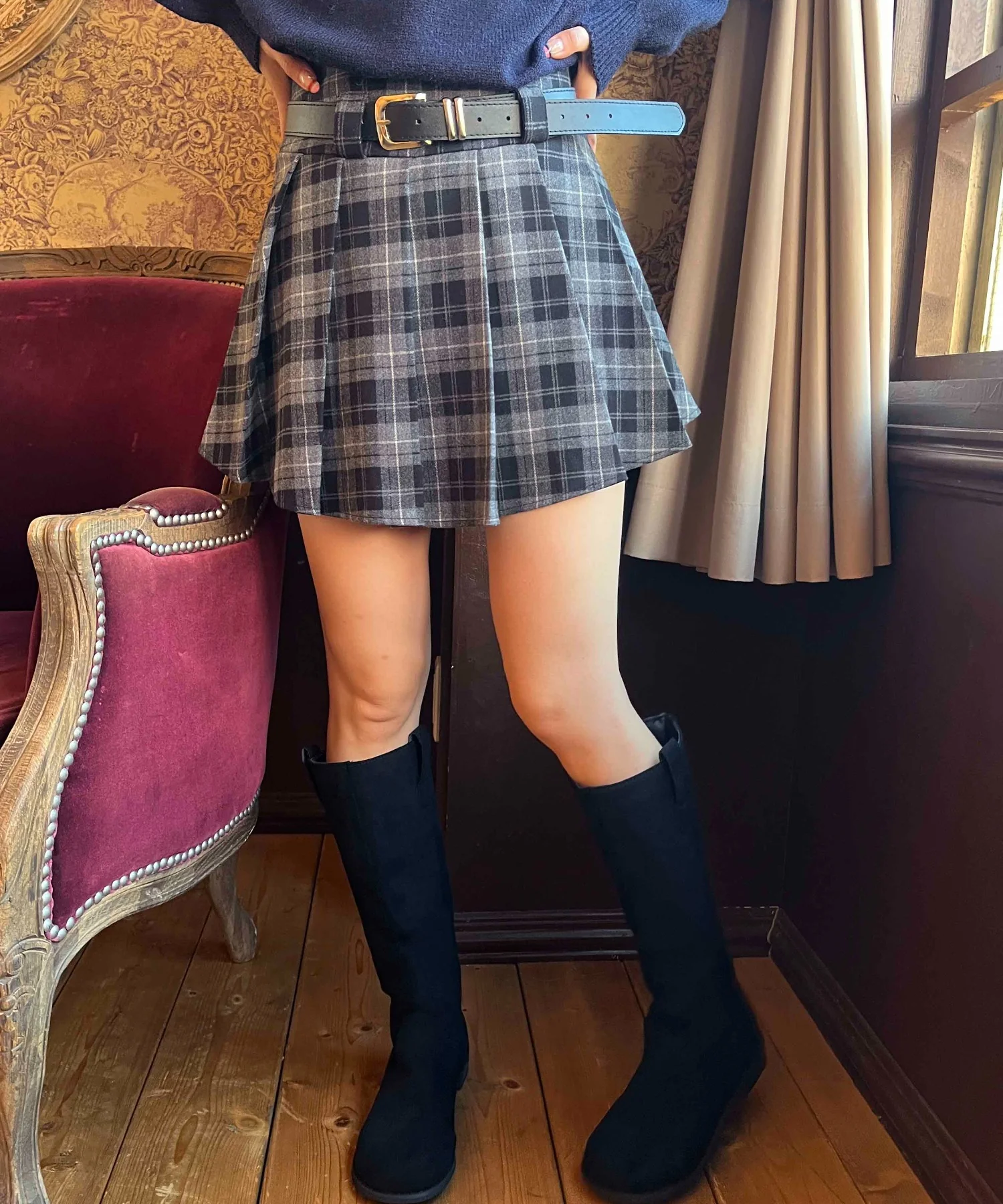 ベルト付きチェックプリーツスカート - Image 14