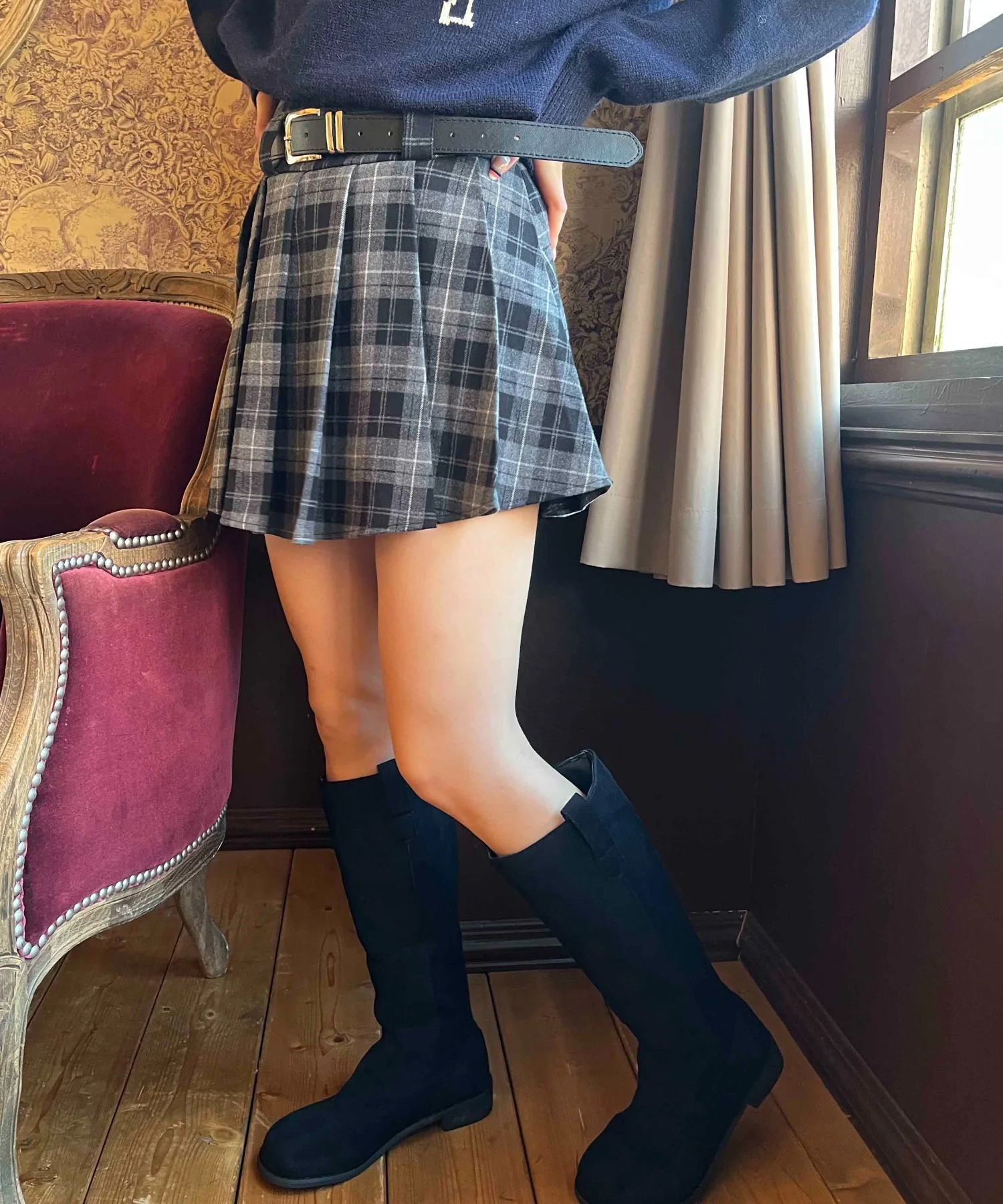 ベルト付きチェックプリーツスカート - Image 15