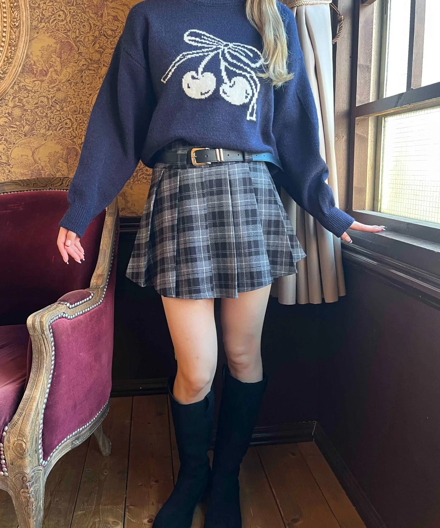 ベルト付きチェックプリーツスカート - Image 16