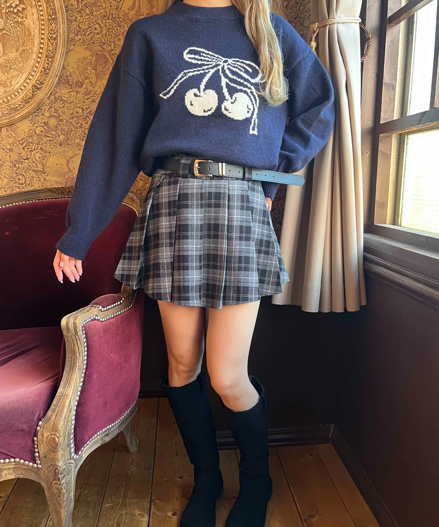 ベルト付きチェックプリーツスカート - Image 17