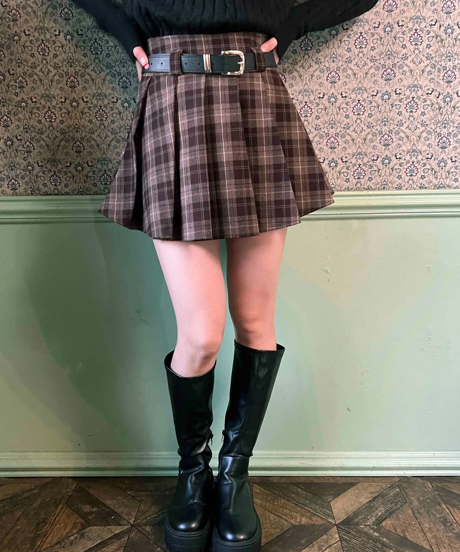 ベルト付きチェックプリーツスカート - Image 7