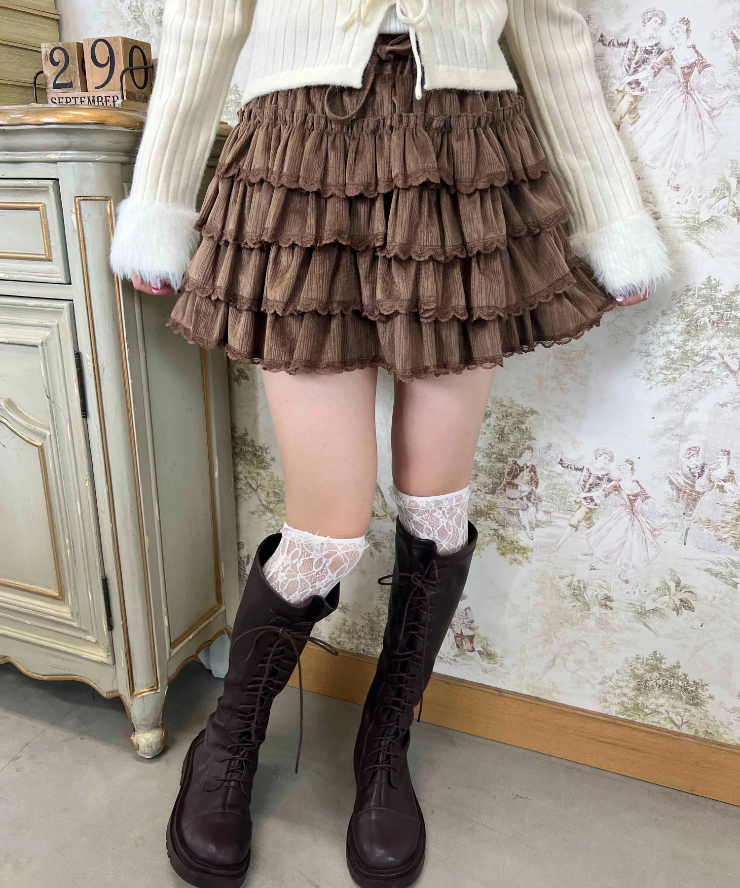 フェイクスウェードフリルミニスカート - Image 3