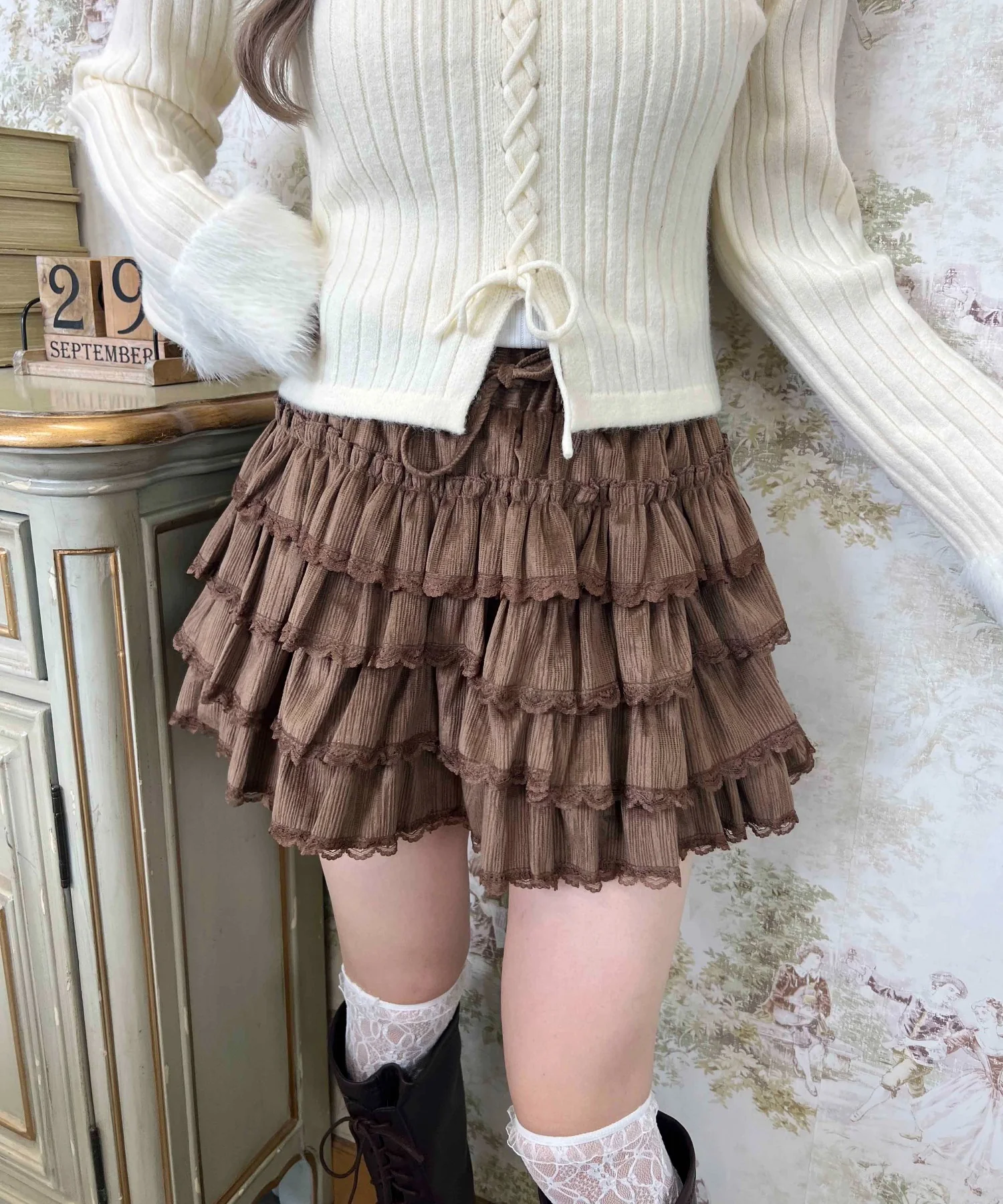 フェイクスウェードフリルミニスカート - Image 4