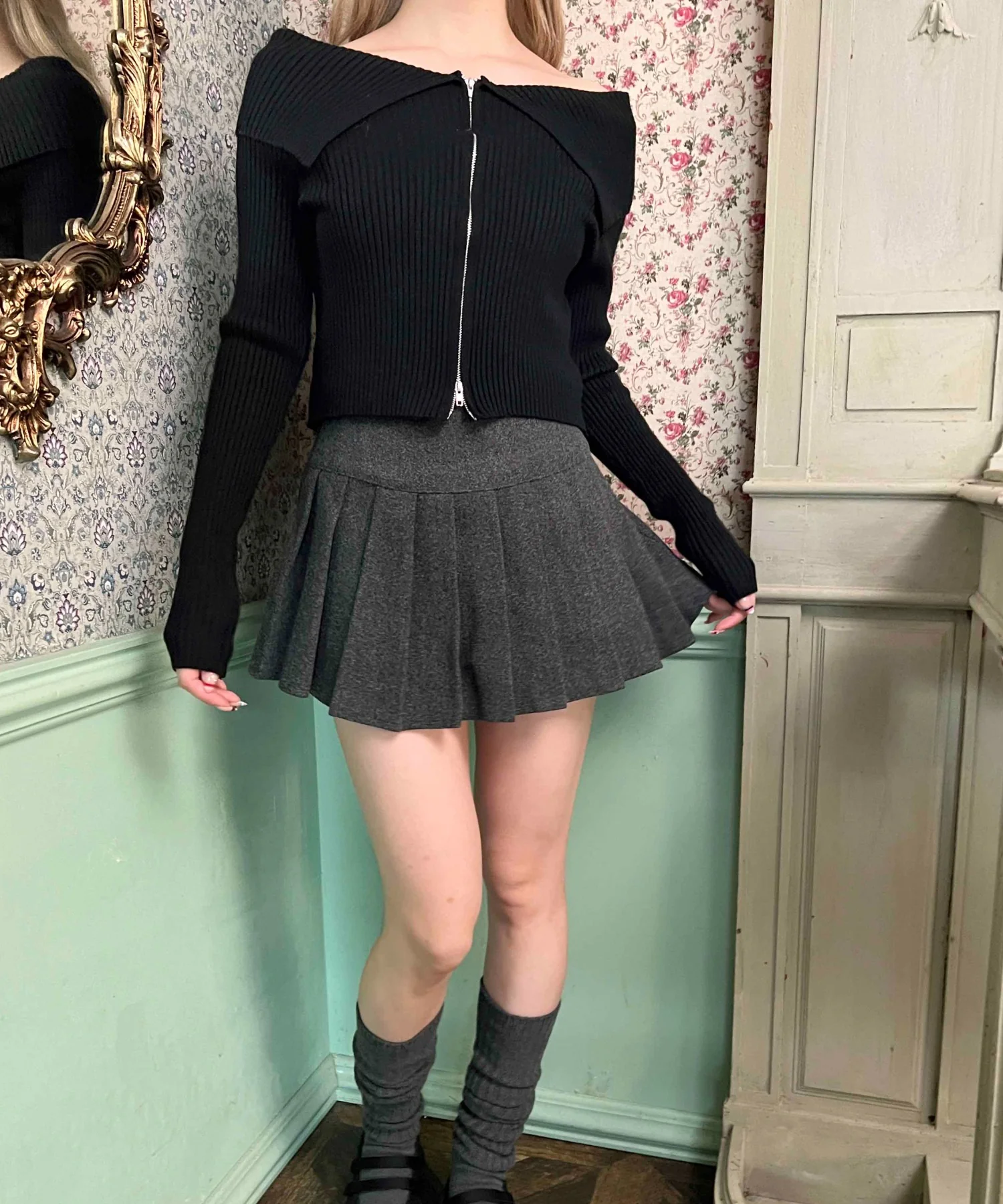 ビッグカラージップニットカーディガン - Image 10