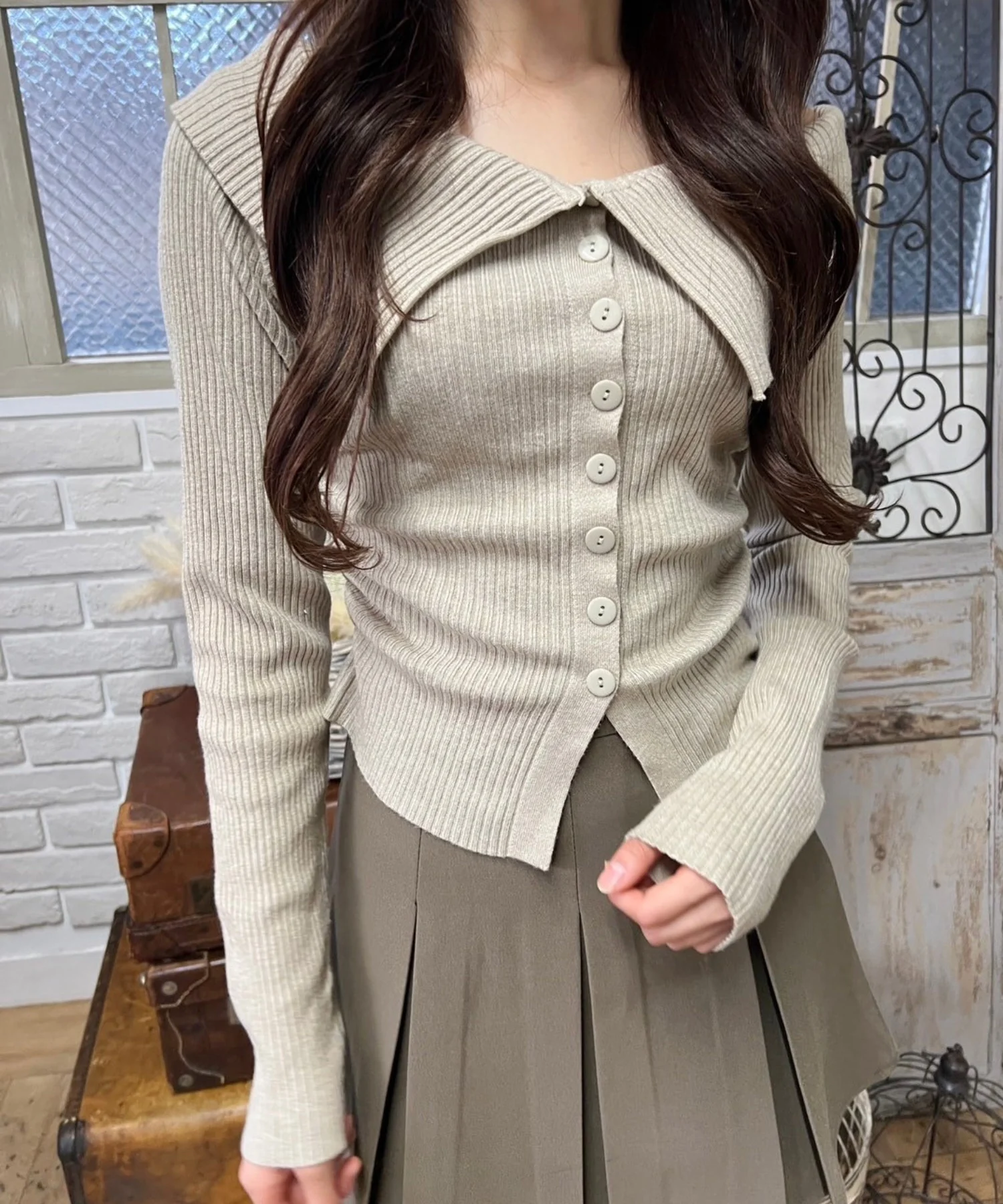 フロントボタンオフショルトップス - Image 15