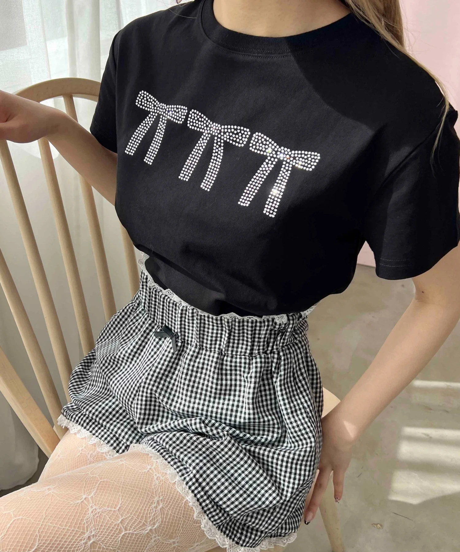 ビジューリボンTシャツ - Image 3